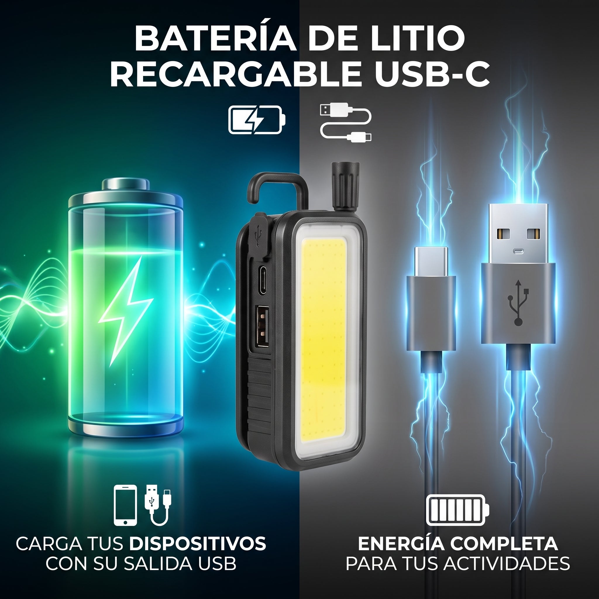 Lámpara de Trabajo LED Moreka MT-049 500W con Panel COB, Gancho e Imán - Imagen 8
