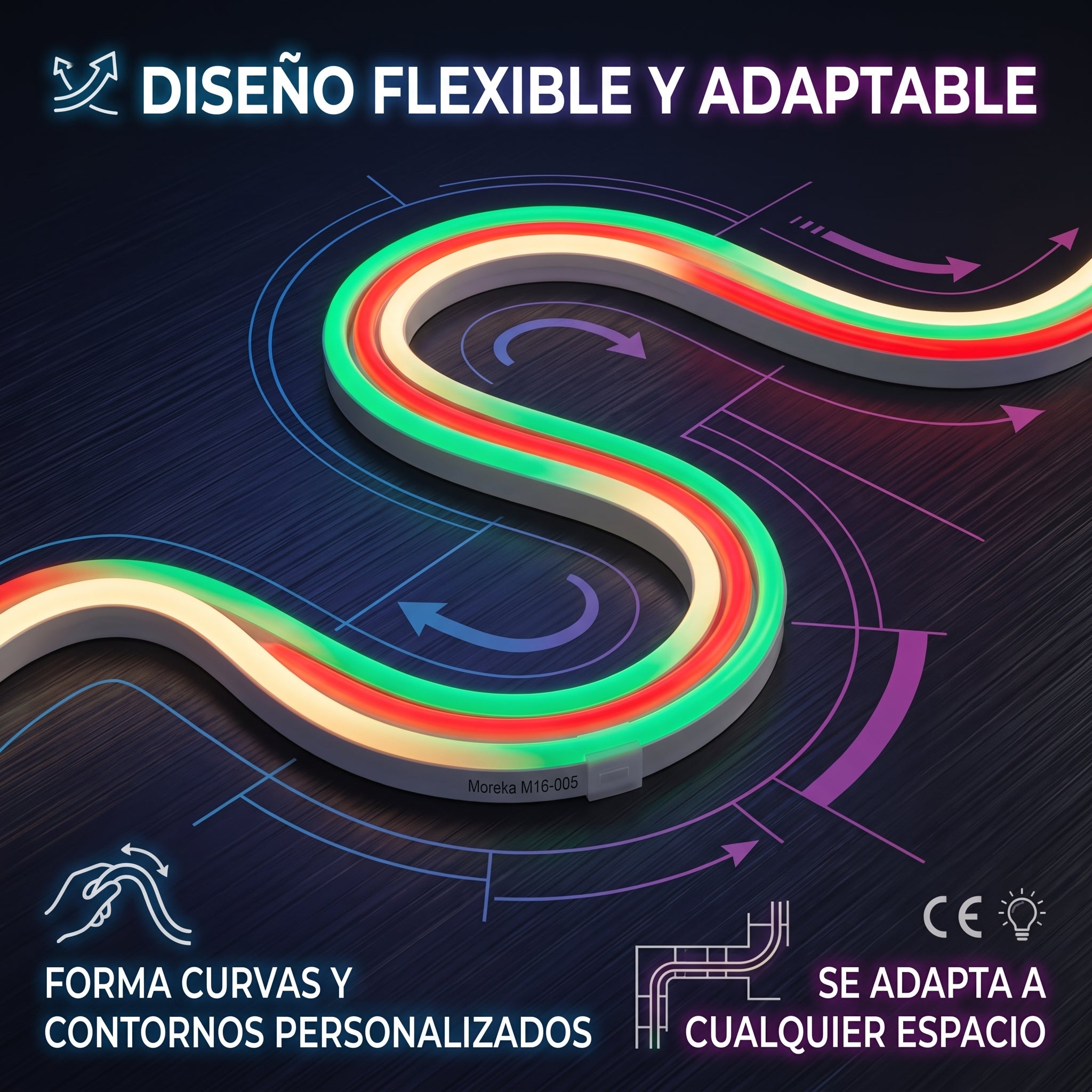 Tira de Luz LED Tipo Neón Moreka M16-005 de 5 Metros Flexible y Decorativa - Imagen 5