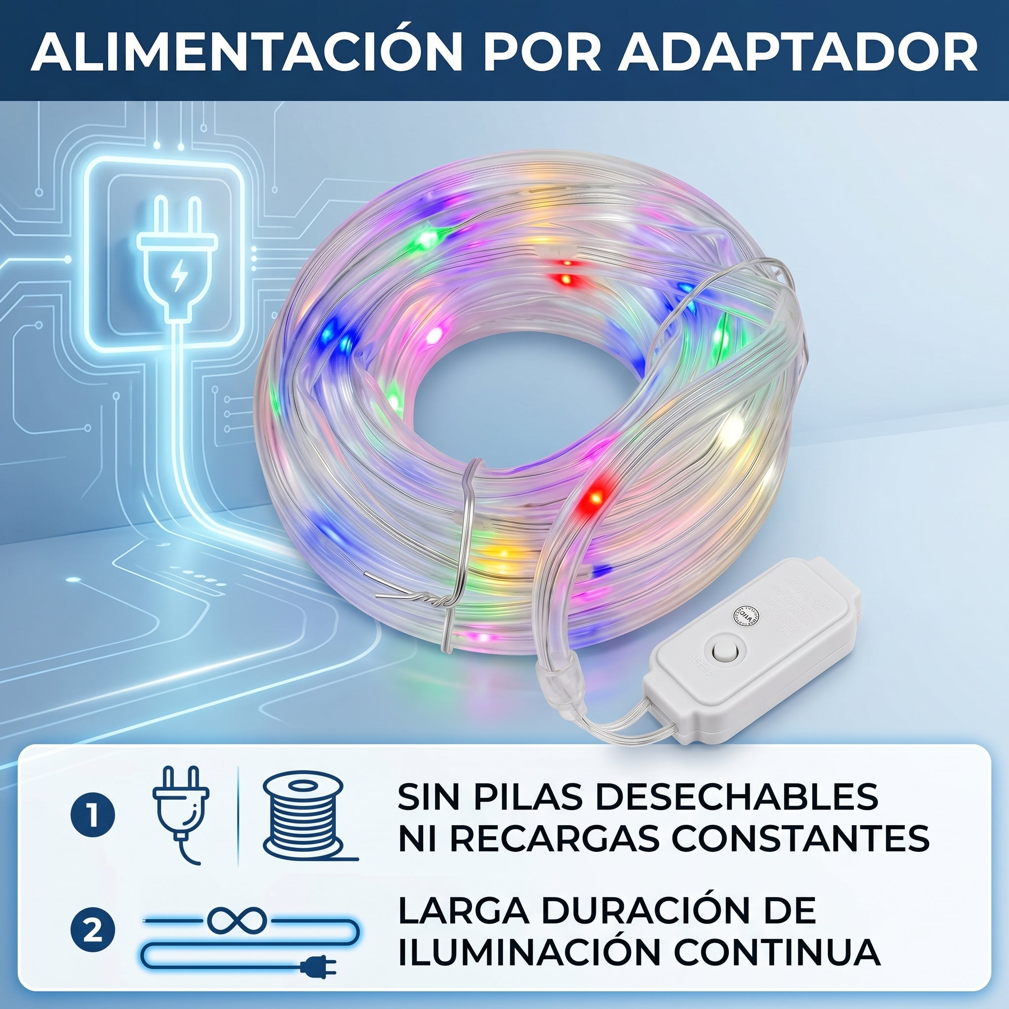 Cuerda de Luces LED Moreka M15-005 5 Metros 90 Luces Multicolor Protección IP65 - Imagen 4