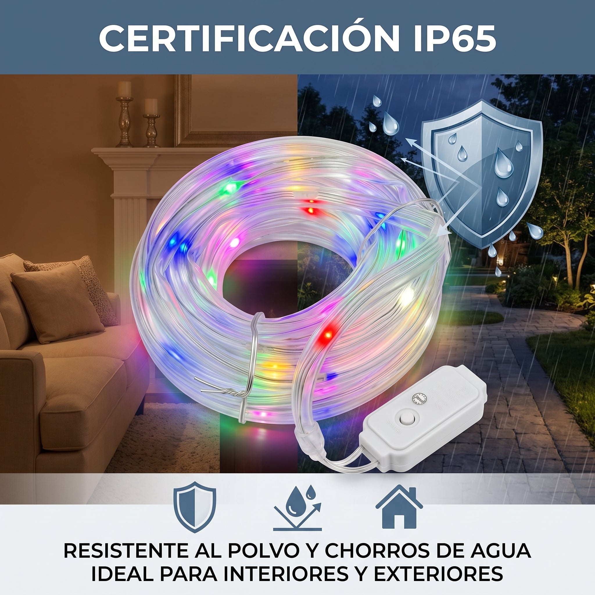Cuerda de Luces LED Moreka M15-005 5 Metros 90 Luces Multicolor Protección IP65 - Imagen 5