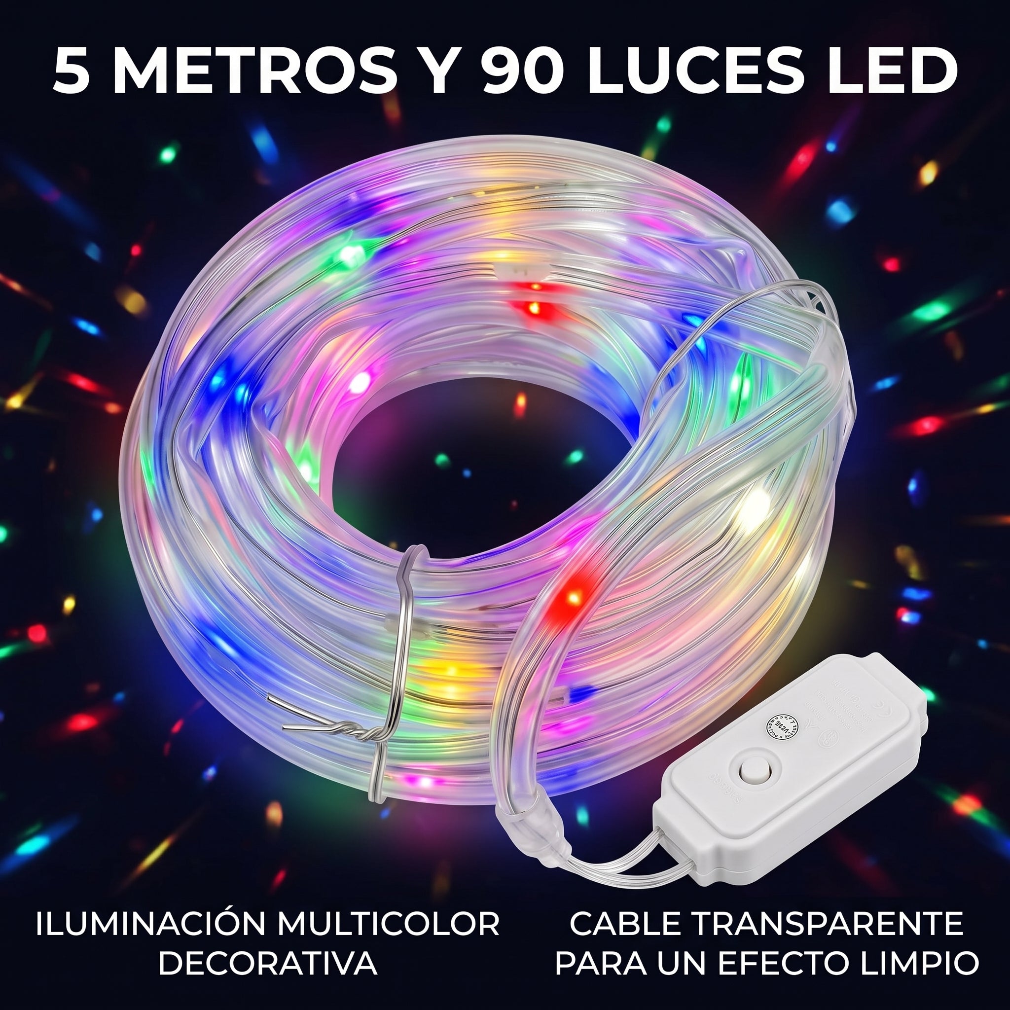 Cuerda de Luces LED Moreka M15-005 5 Metros 90 Luces Multicolor Protección IP65 - Imagen 7