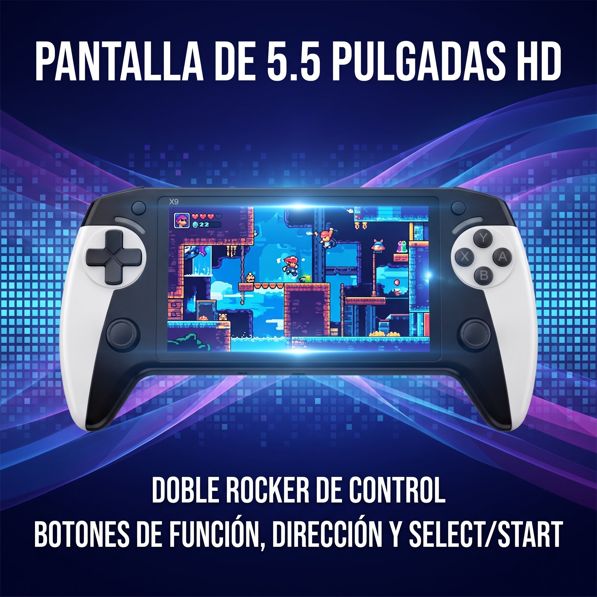 Consola de Videojuegos Moreka Black Hawk X9 con Pantalla de 5.5 Pulgadas y Doble Rocker - Imagen 2