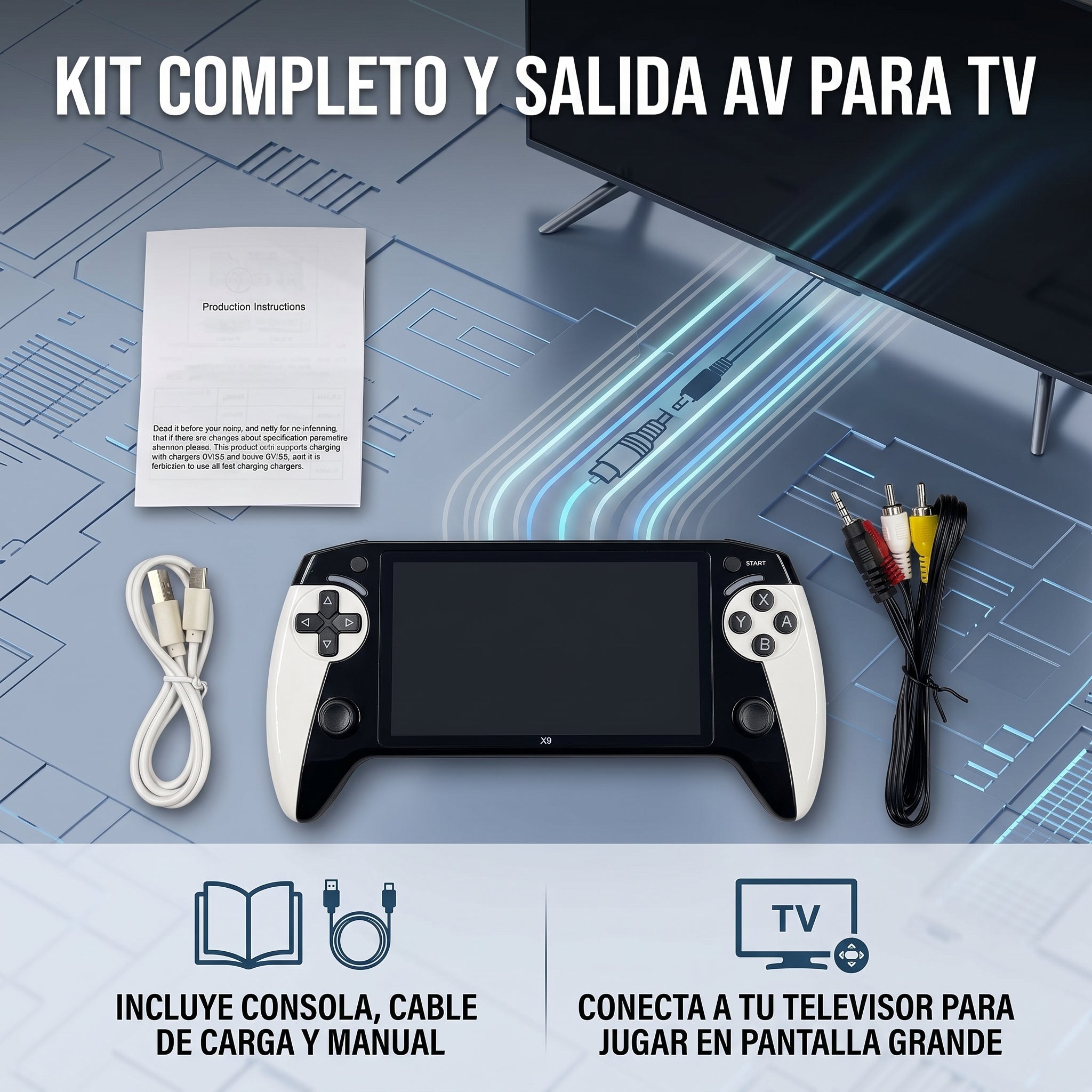 Consola de Videojuegos Moreka Black Hawk X9 con Pantalla de 5.5 Pulgadas y Doble Rocker - Imagen 6