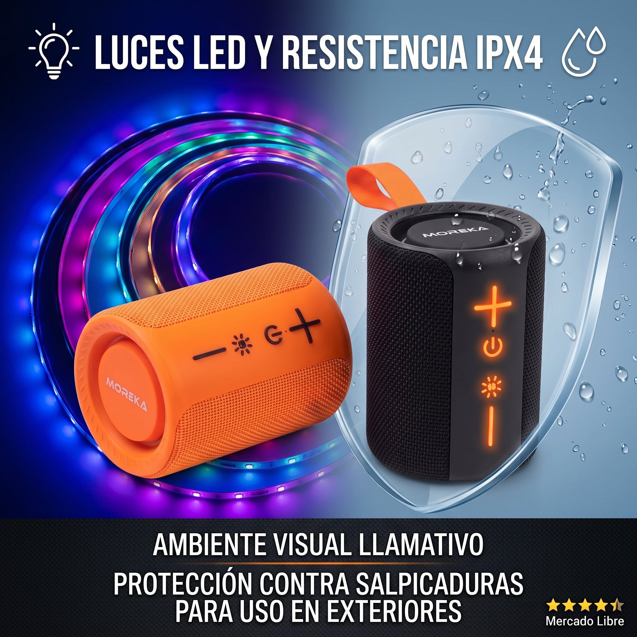 Bocina Inalámbrica Moreka-456 2 en 1 con 20W, Bluetooth 5.4 y Diseño Magnético - Imagen 7