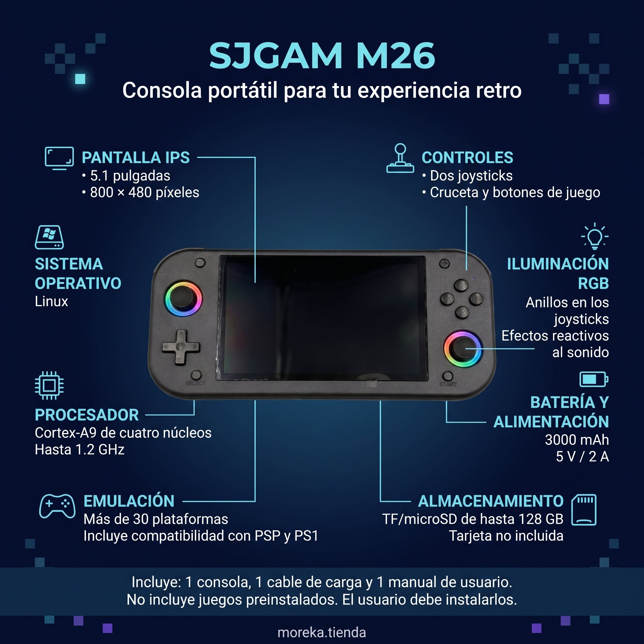 Consola Portátil SJGAM M26 Pantalla IPS 5.1 Pulgadas, Linux  30 Plataformas de Emulación - Imagen 3