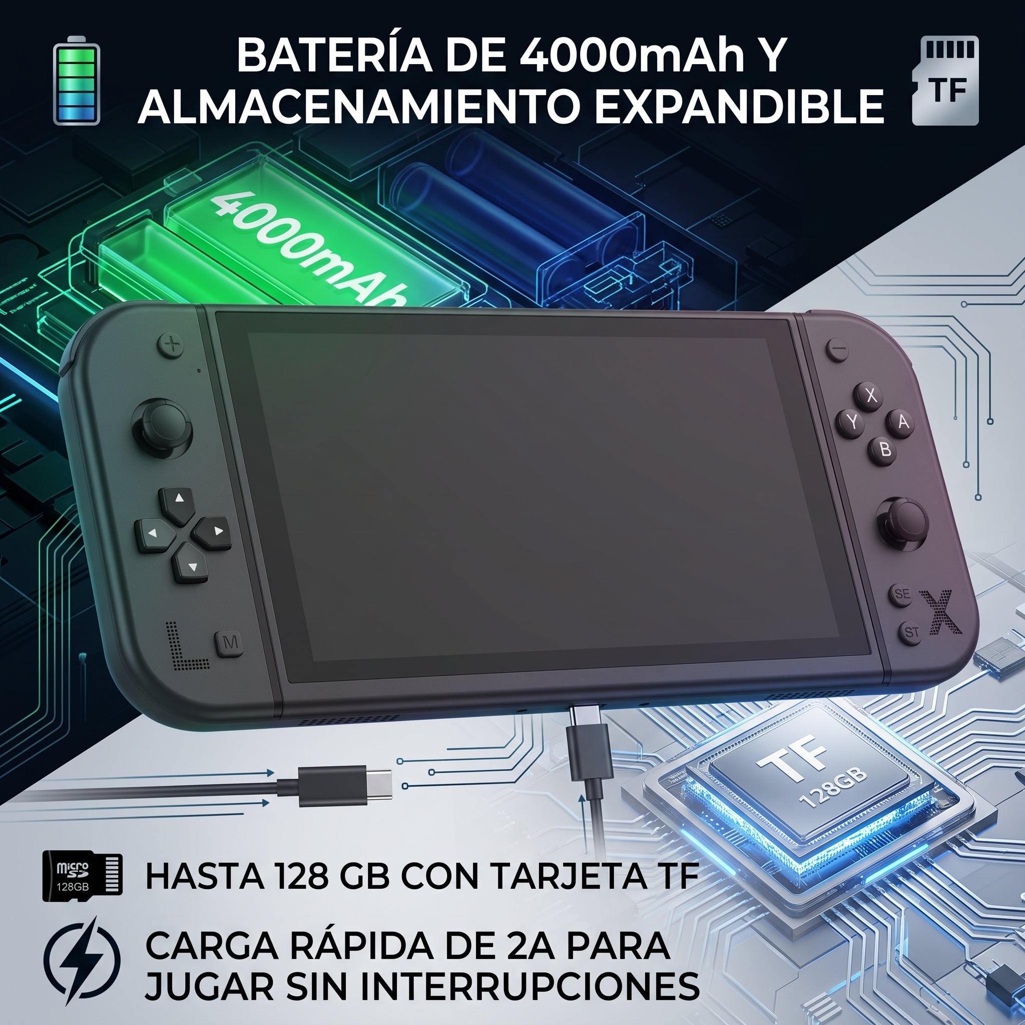 Consola de Videojuegos G90 Pantalla HD de 7 Pulgadas IPS Soporte Multi-Emulador - Imagen 4