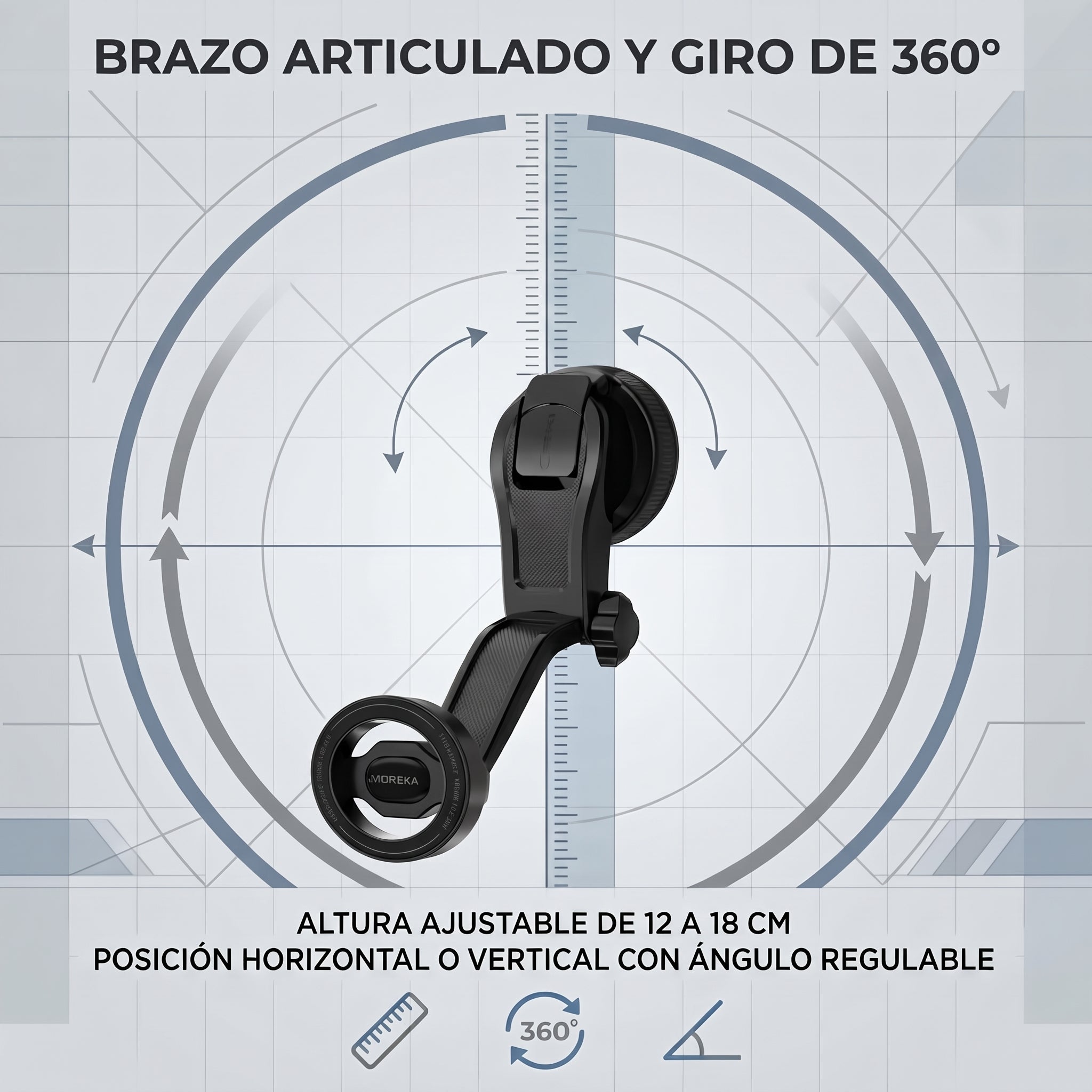 Soporte Magnético para Auto Moreka ZJ-023 con Brazo Articulado y Giro 360° - Imagen 3