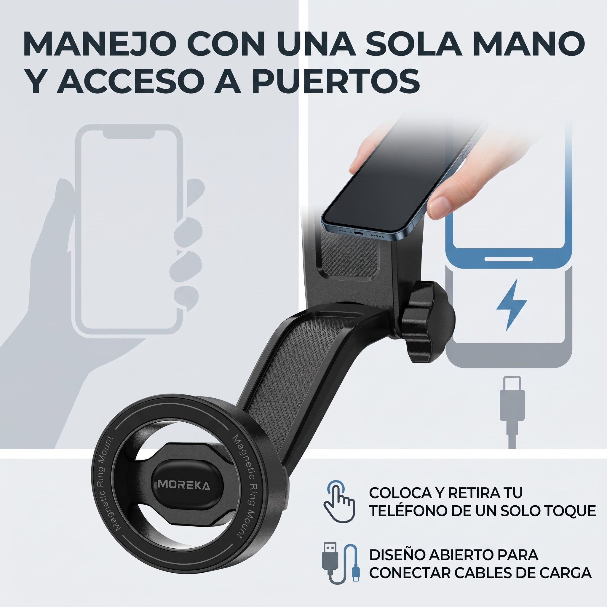 Soporte Magnético para Auto Moreka ZJ-023 con Brazo Articulado y Giro 360° - Imagen 7