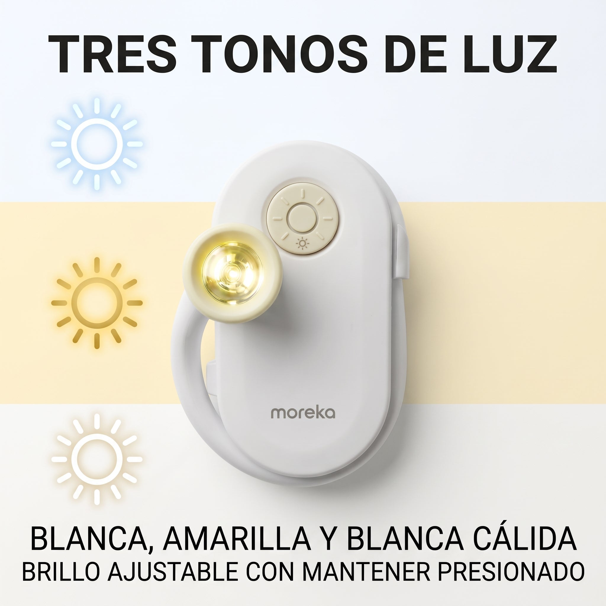 Mini Lámpara de Lectura Moreka D053 con Clip, 3 Tonos de Luz y Batería Recargable - Imagen 5