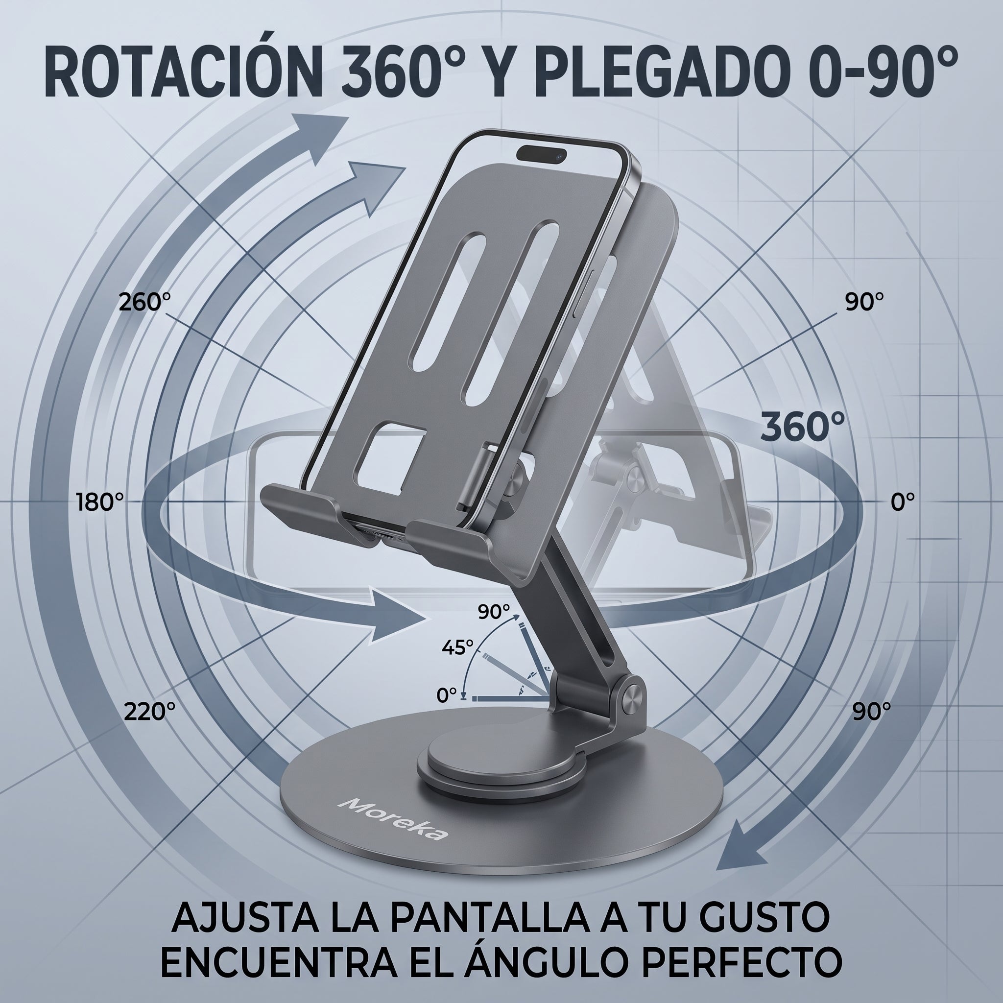 Soporte Metálico Plegable Moreka ZJ-025 con Rotación de 360° para Celular - Imagen 3