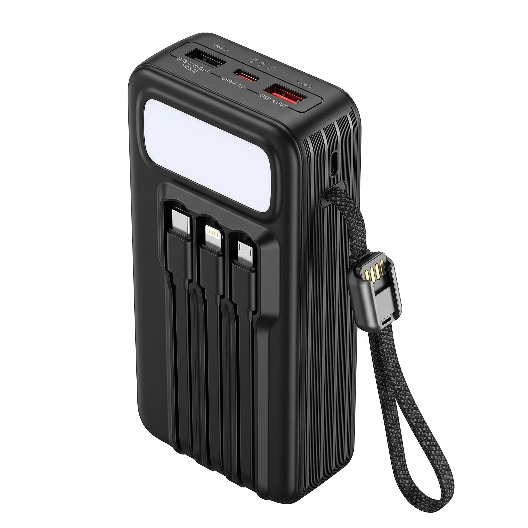 Batería Externa Moreka K114 20000mAh con 22.5W y Cuatro Cables Integrados