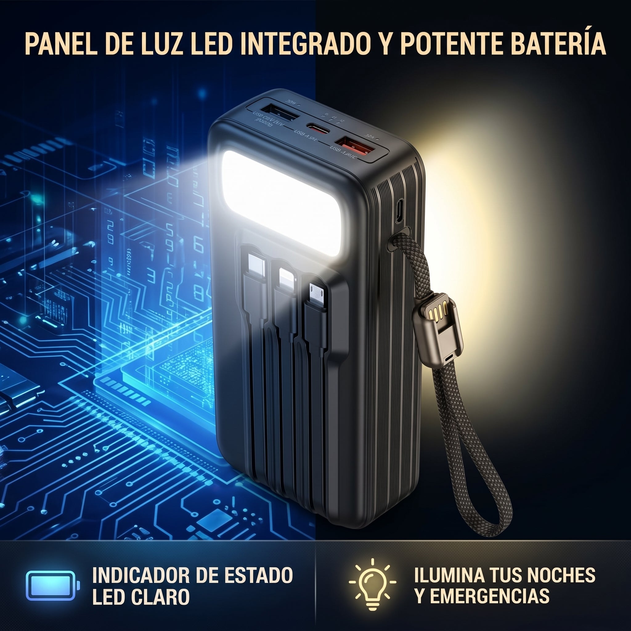 Batería Externa Moreka K114 20000mAh con 22.5W y Cuatro Cables Integrados - Imagen 3