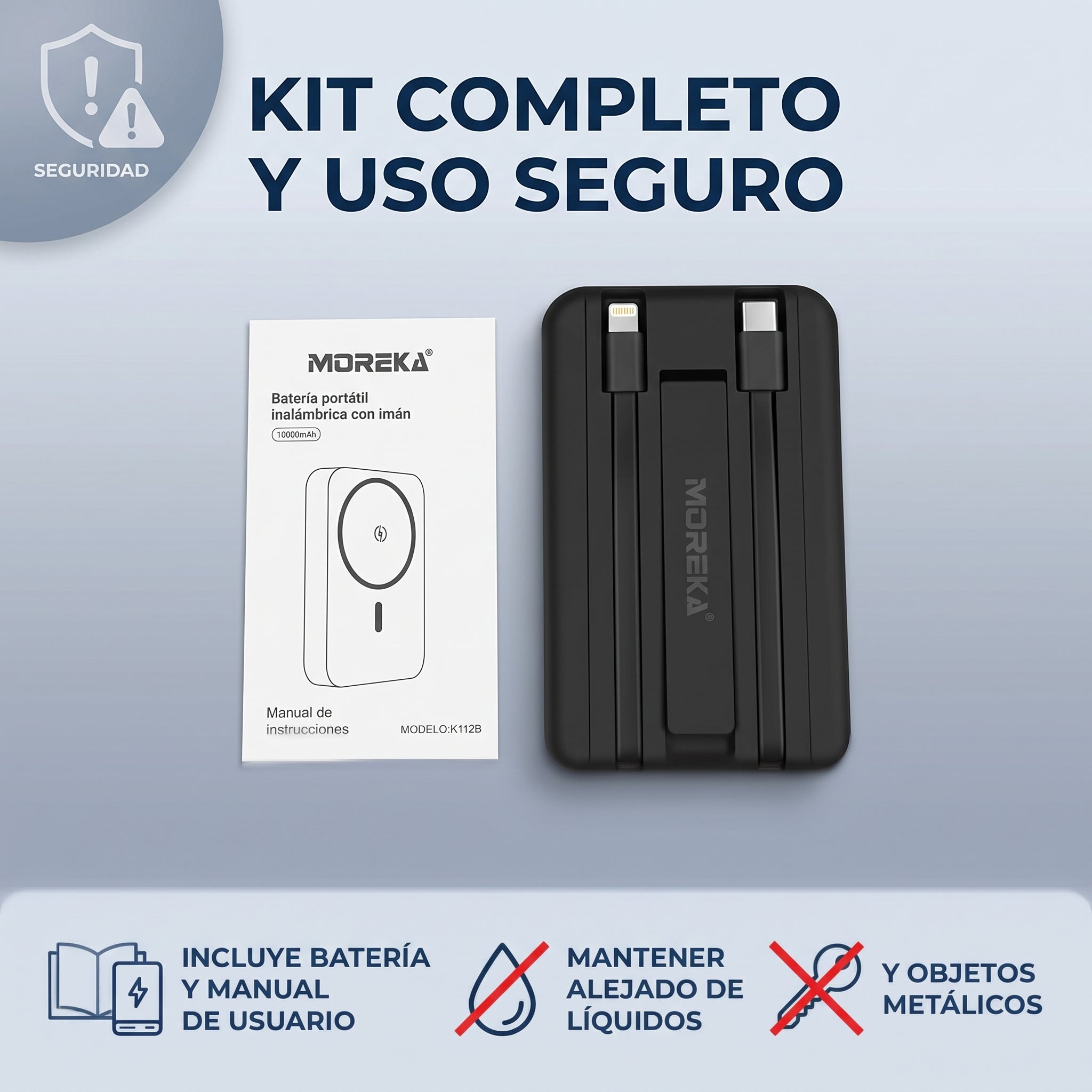 Batería Portátil Moreka K112B 10000mAh Carga Magnética Inalámbrica 15W PD 22.5W - Imagen 4