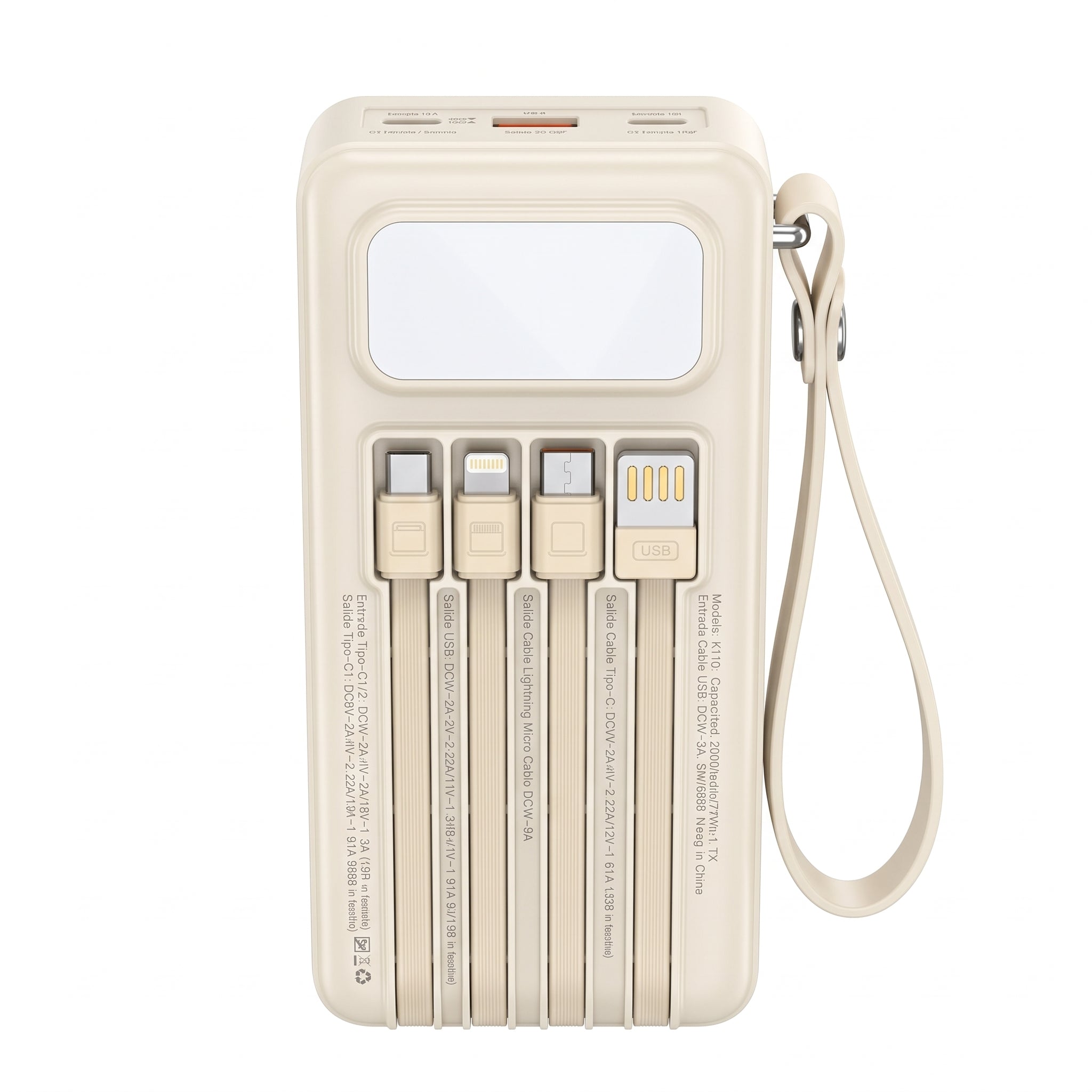 Batería Externa Moreka K115 20000mAh con 22.5W, Cuatro Cables Integrados y Correa Portátil - Imagen 9