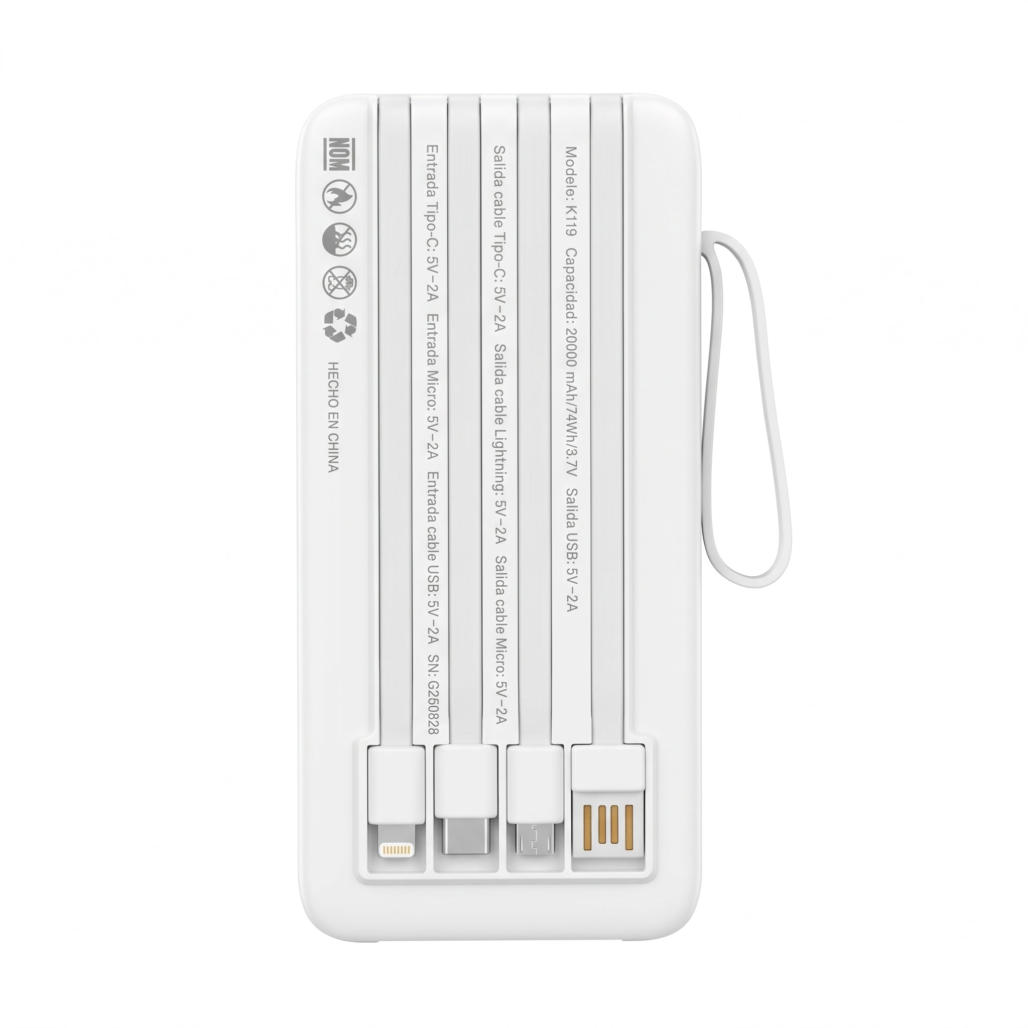 Batería Externa Moreka K119 20000mAh con Cables Integrados y Carga Inteligente - Imagen 2