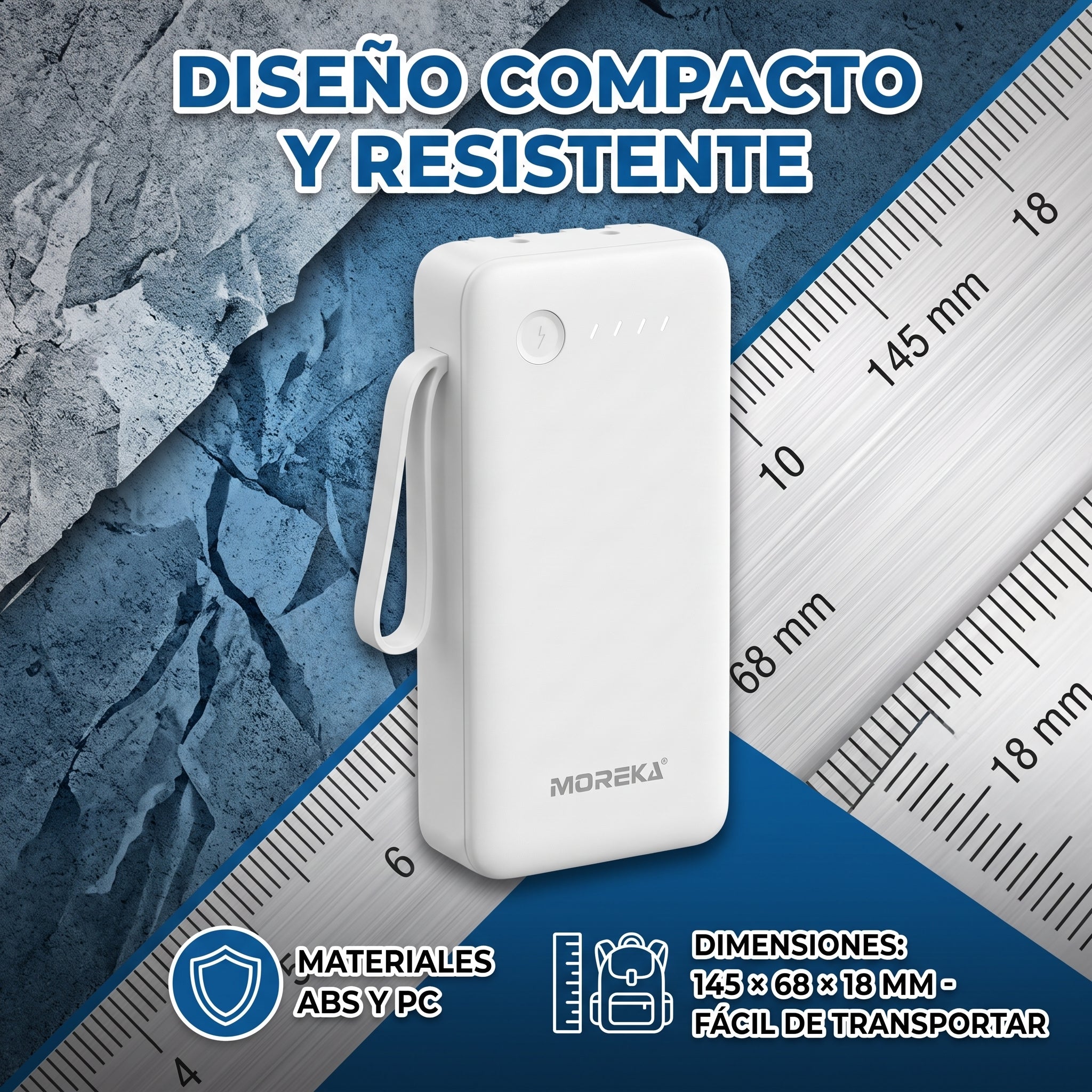 Batería Externa Moreka K119 20000mAh con Cables Integrados y Carga Inteligente - Imagen 4