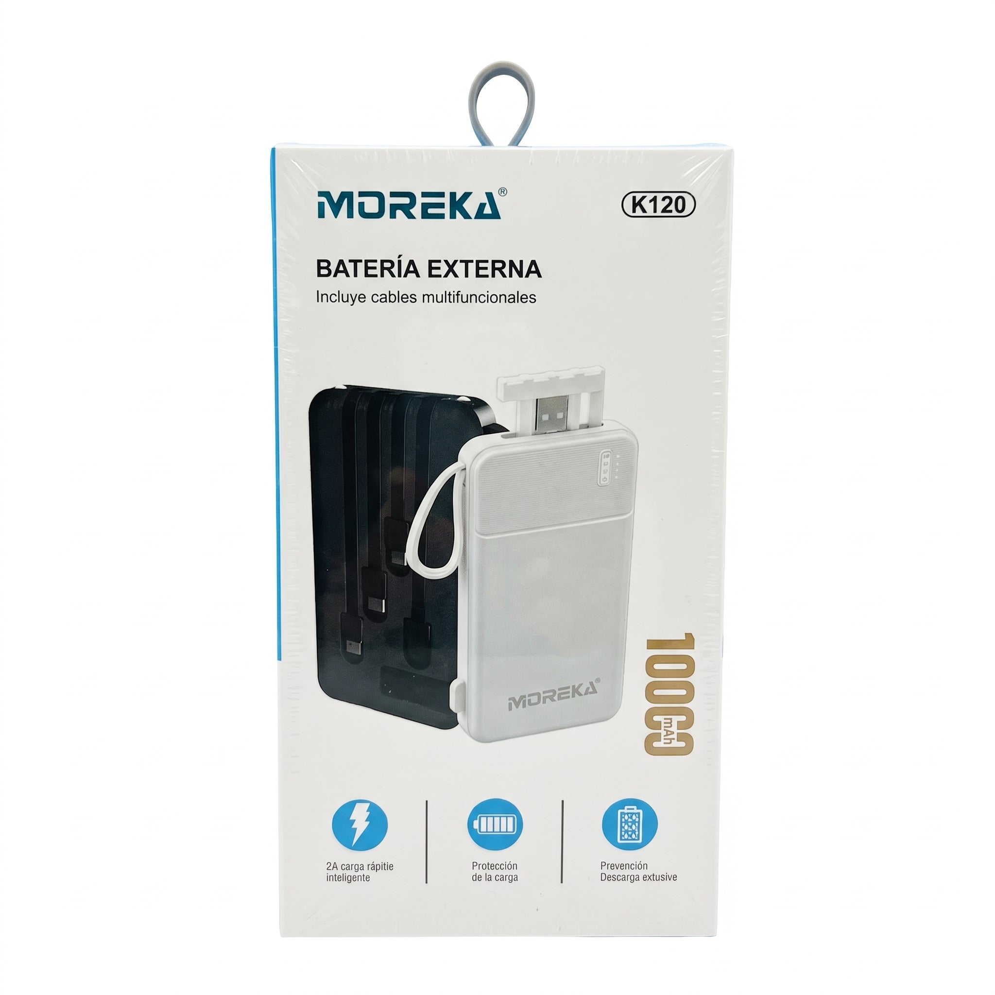 Batería Externa Moreka K120 10000mAh con Cables Integrados y Carga Inteligente 2A - Imagen 12