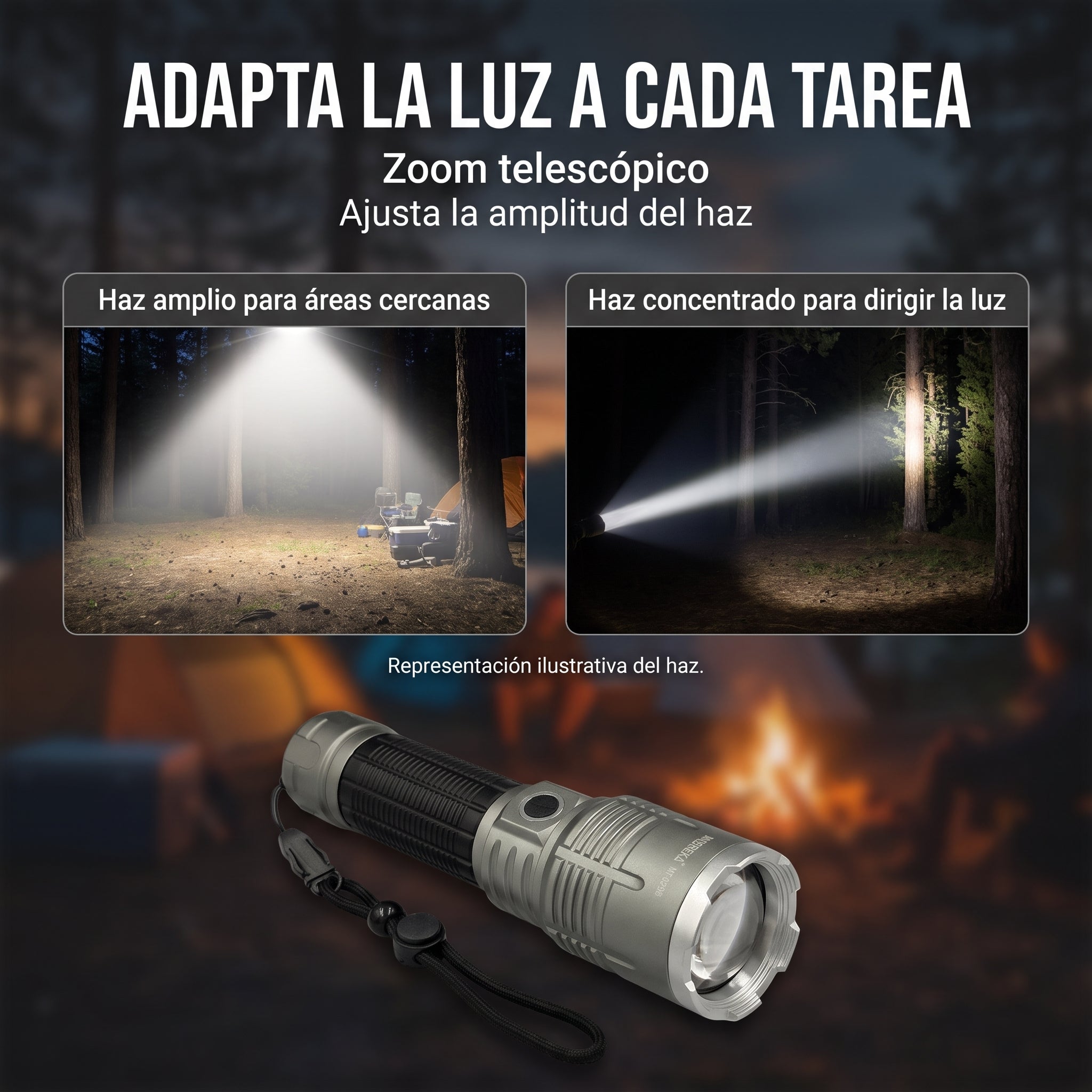 Linterna Recargable Moreka MT-029B 20W con Alcance de 2000 Metros y Zoom Telescópico - Imagen 5