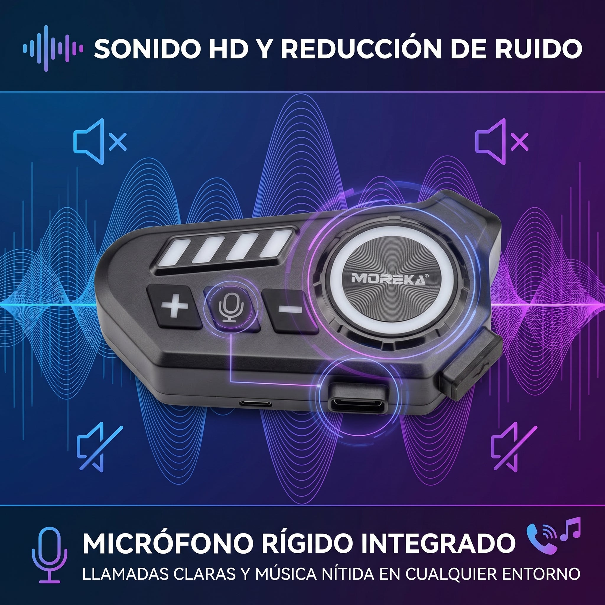 Auricular Inalámbrico para Casco Moreka TK01 con 40 Horas de Batería y Resistencia IPX6 - Imagen 7