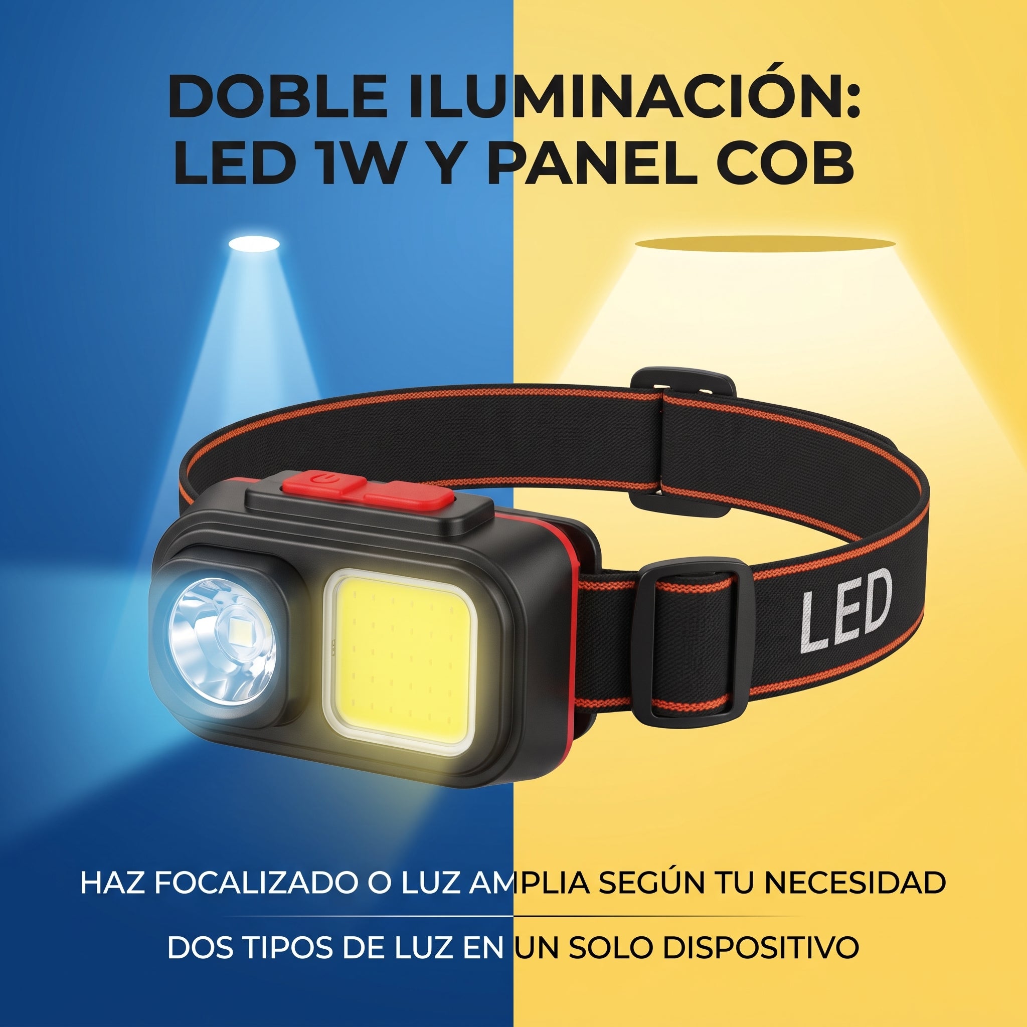 Lámpara de Cabeza LED Moreka D-212 con Doble Iluminación y Banda Manos Libres - Imagen 3