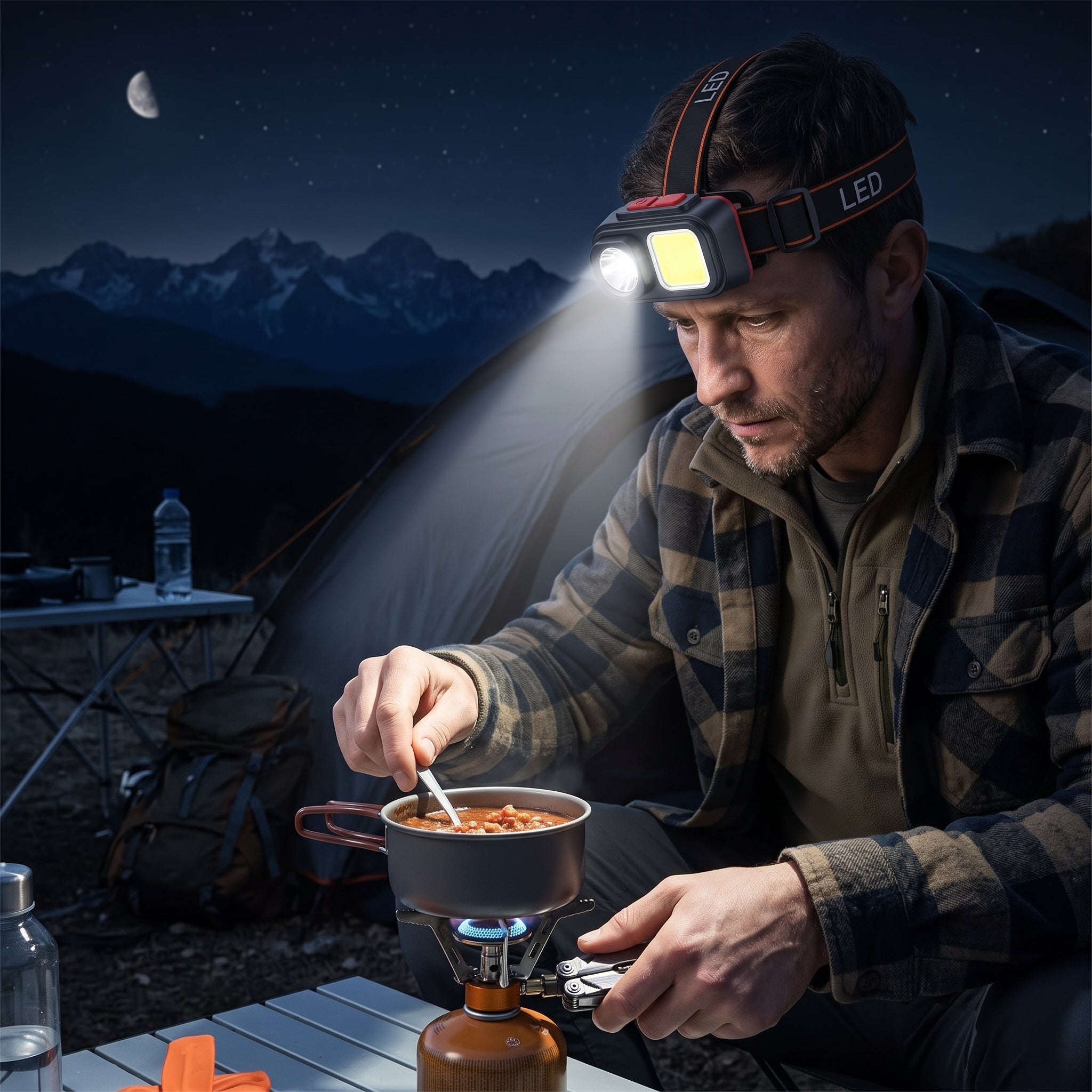 Lámpara de Cabeza LED Moreka D-212 con Doble Iluminación y Banda Manos Libres - Imagen 9