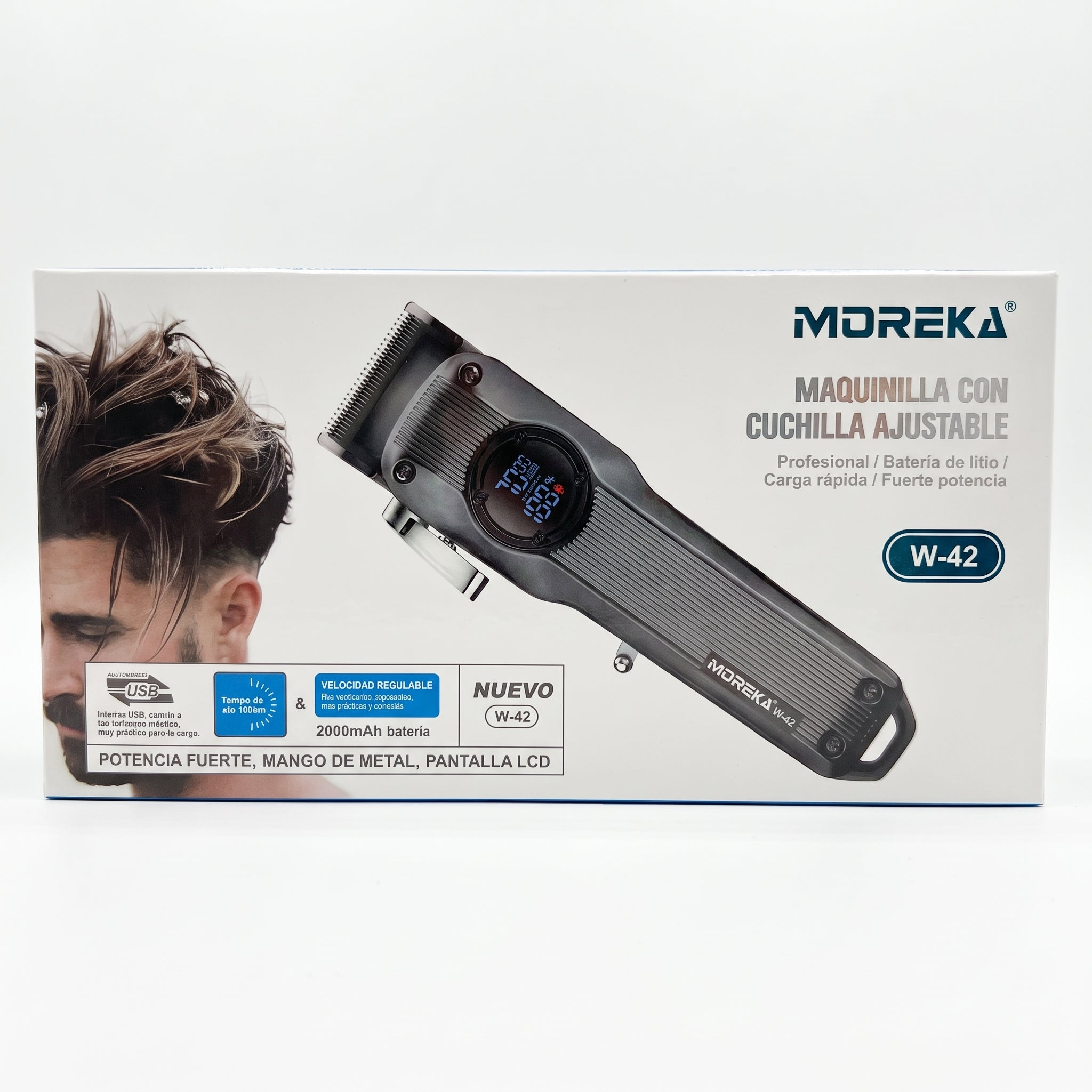 Cortapelos Profesional Moreka W-42 con Motor de 7000 RPM, Pantalla LCD y 6 Peines Guía - Imagen 10