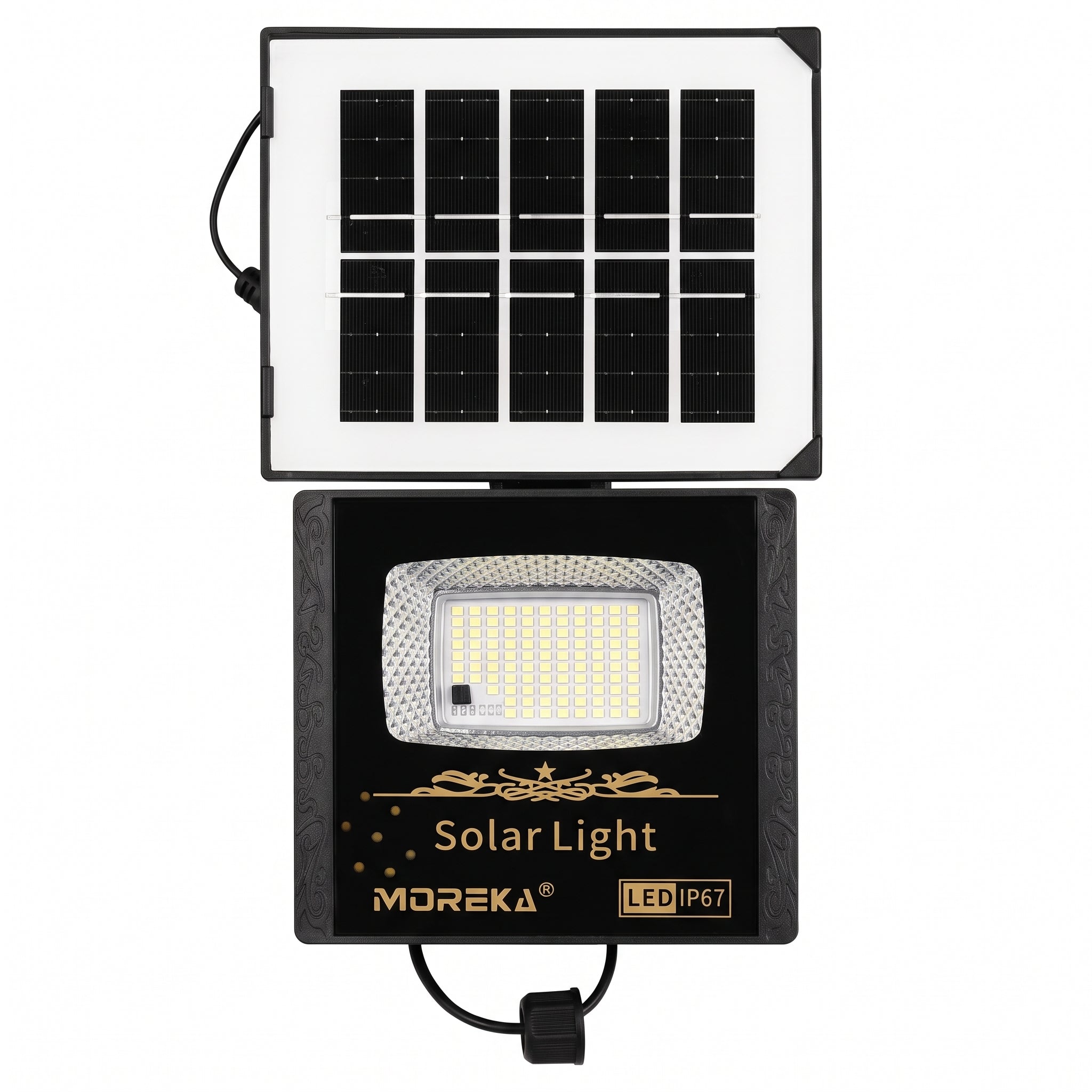 Reflector Solar LED Moreka MOR-070 30W con 102 LEDs, Control Remoto y Protección IP67