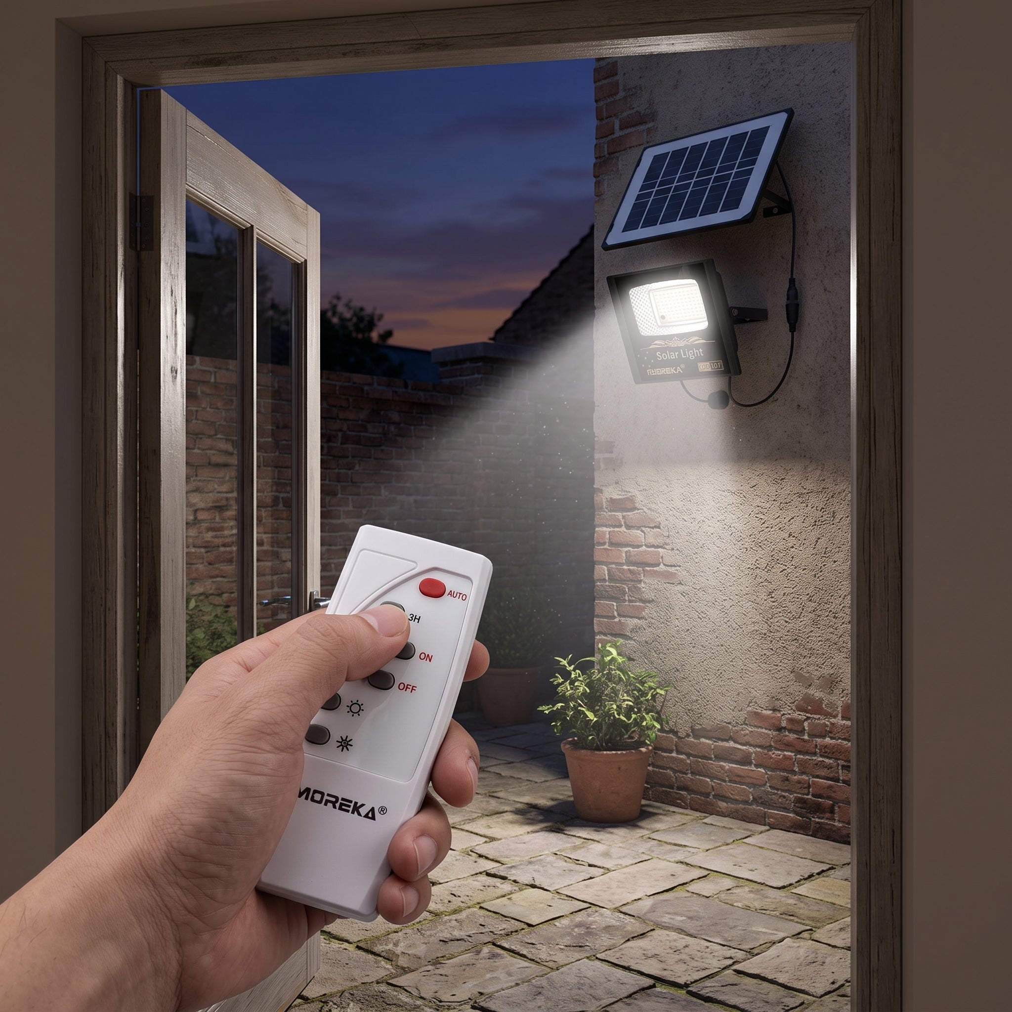 Reflector Solar LED Moreka MOR-070 30W con 102 LEDs, Control Remoto y Protección IP67 - Imagen 8