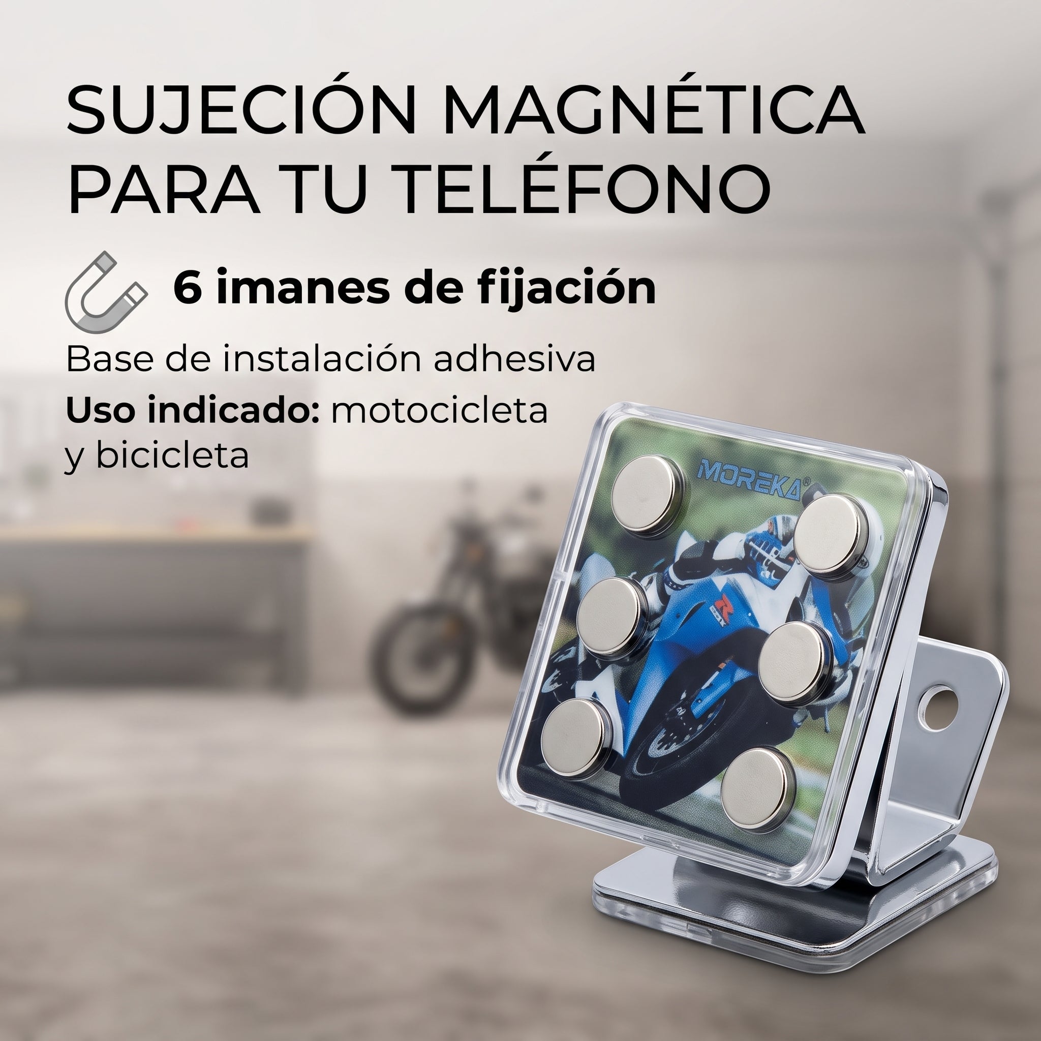 Soporte Magnético Moreka ZJ-028 para Moto y Bicicleta con 6 Imanes de Fijación - Imagen 2