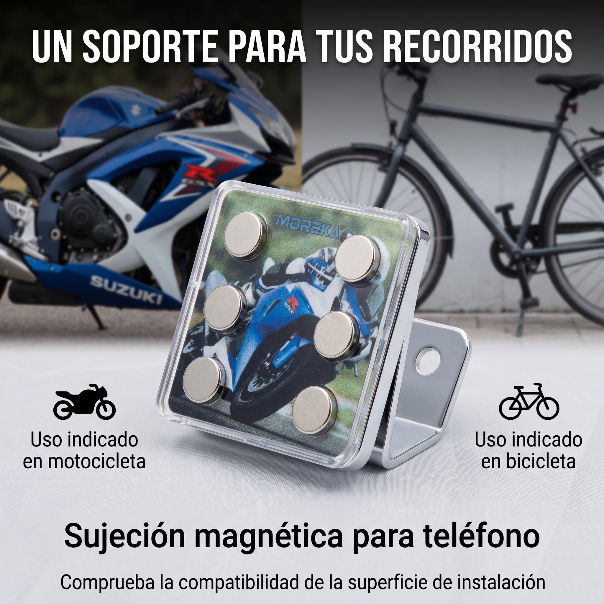 Soporte Magnético Moreka ZJ-028 para Moto y Bicicleta con 6 Imanes de Fijación - Imagen 4