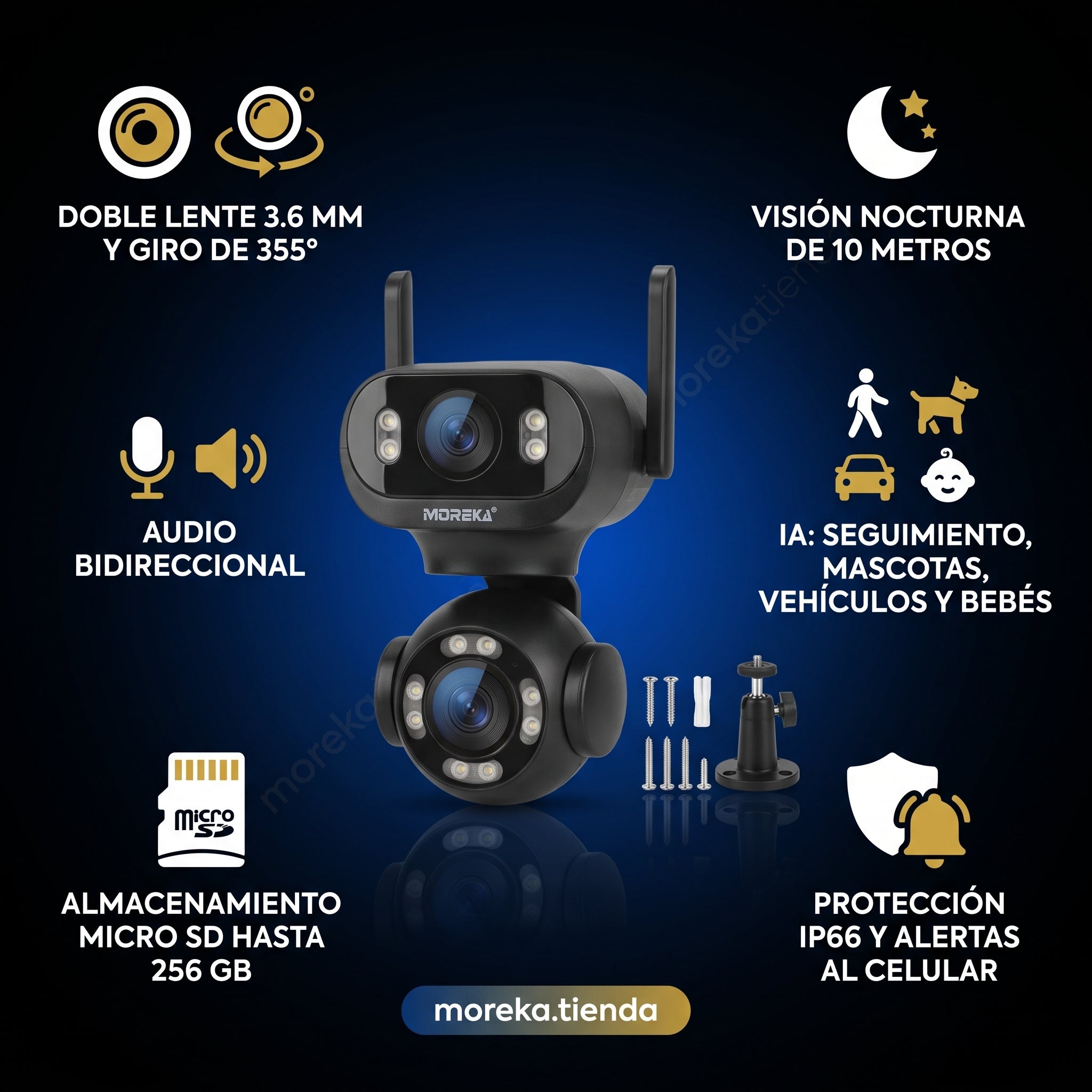Cámara de Mano MOREKA Pro 4 Combo Creador 2K con Trípode y Pantalla Integrada - Imagen 5
