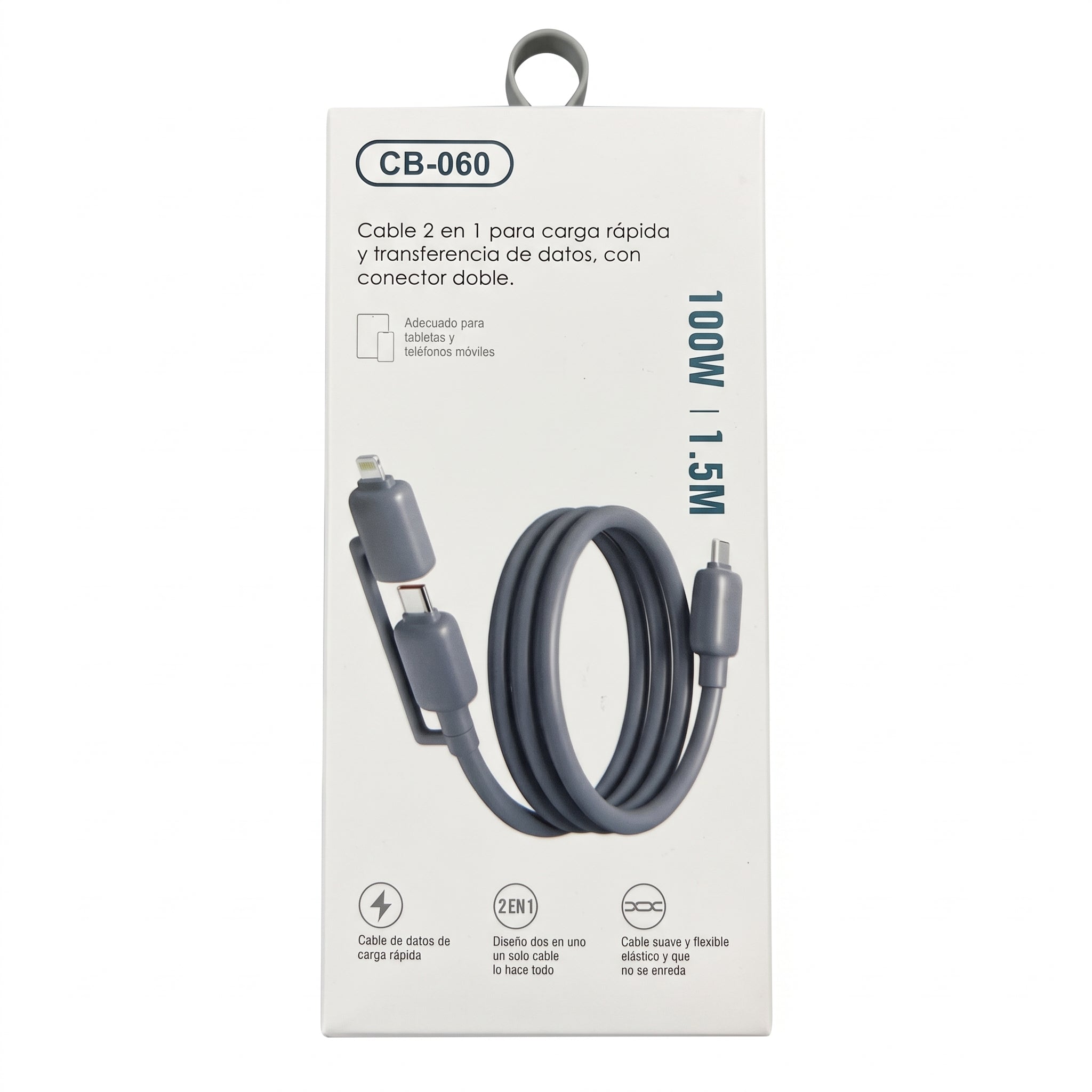 Cable de Datos y Carga Rápida 2 en 1 Moreka CB-060 de 100W y 1.5 Metros - Imagen 9