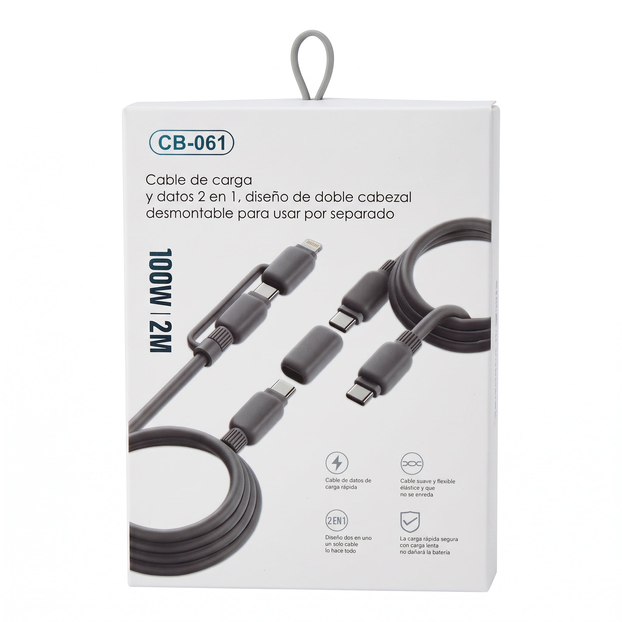 Cable de Carga y Datos 2 en 1 Moreka CB-061 de 100W con Cabezal Desmontable - Imagen 13