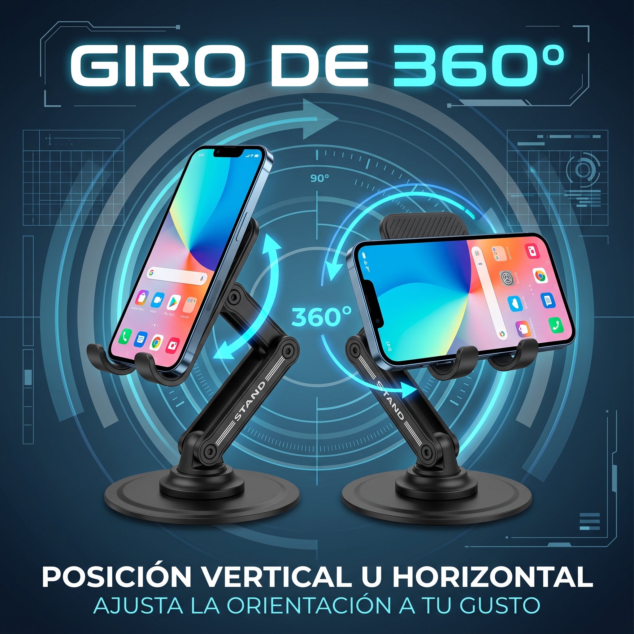 Soporte Plegable para Celular Nebro WAT-903 con Giro de 360° y Silicona Antideslizante - Imagen 3