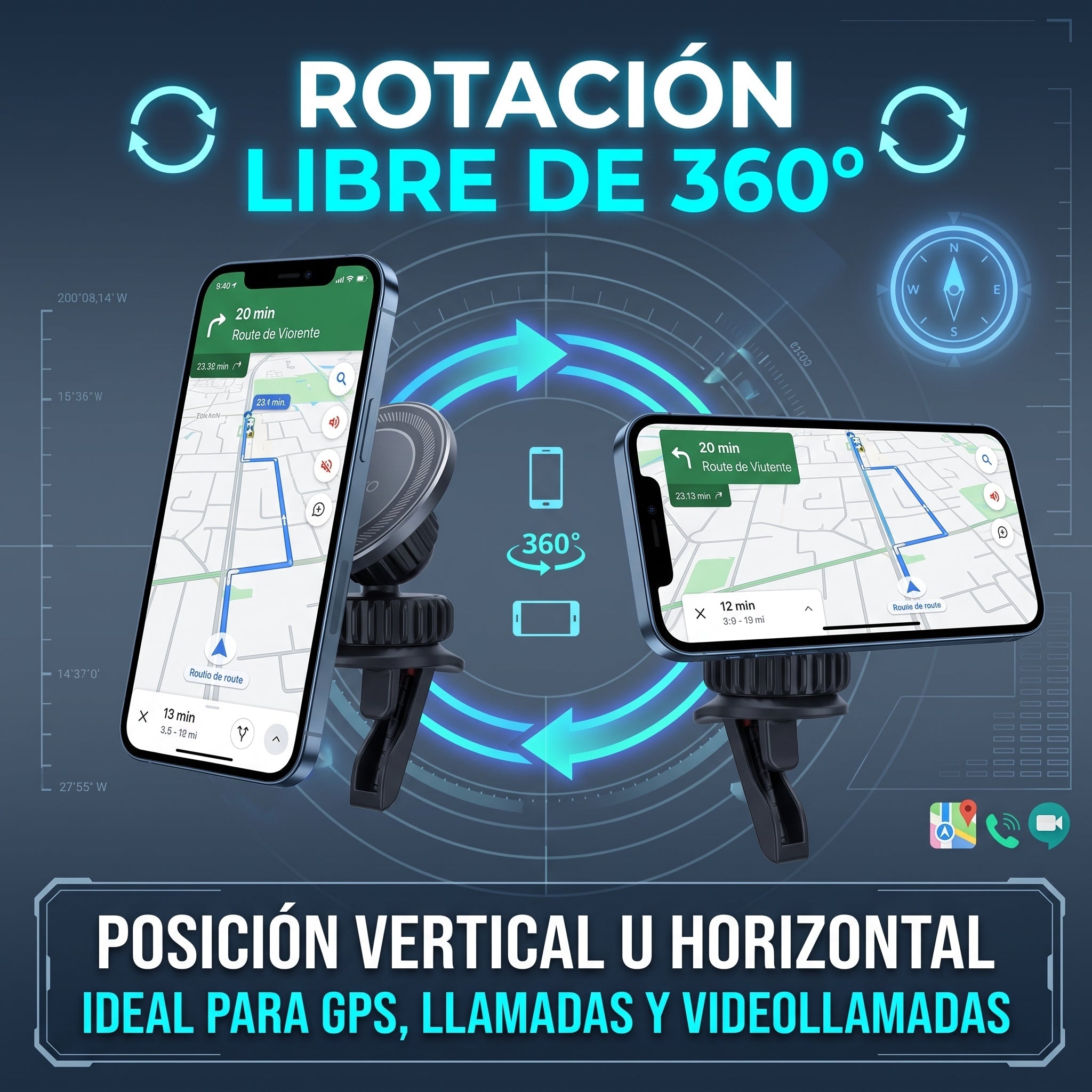 Soporte Magnético Nebro WAT-901 para Aire Acondicionado de Auto con Giro de 360° - Imagen 5