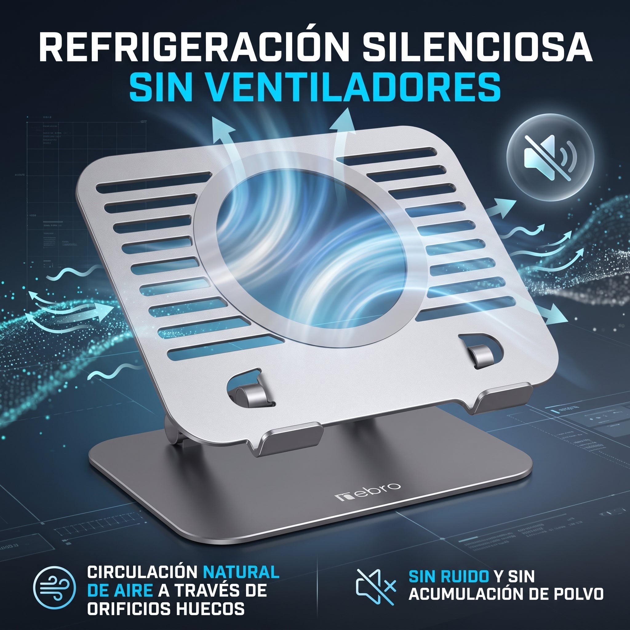Soporte Refrigerante de Aleación Nebro WAT-098 Plegable y Silencioso para Laptop - Imagen 2