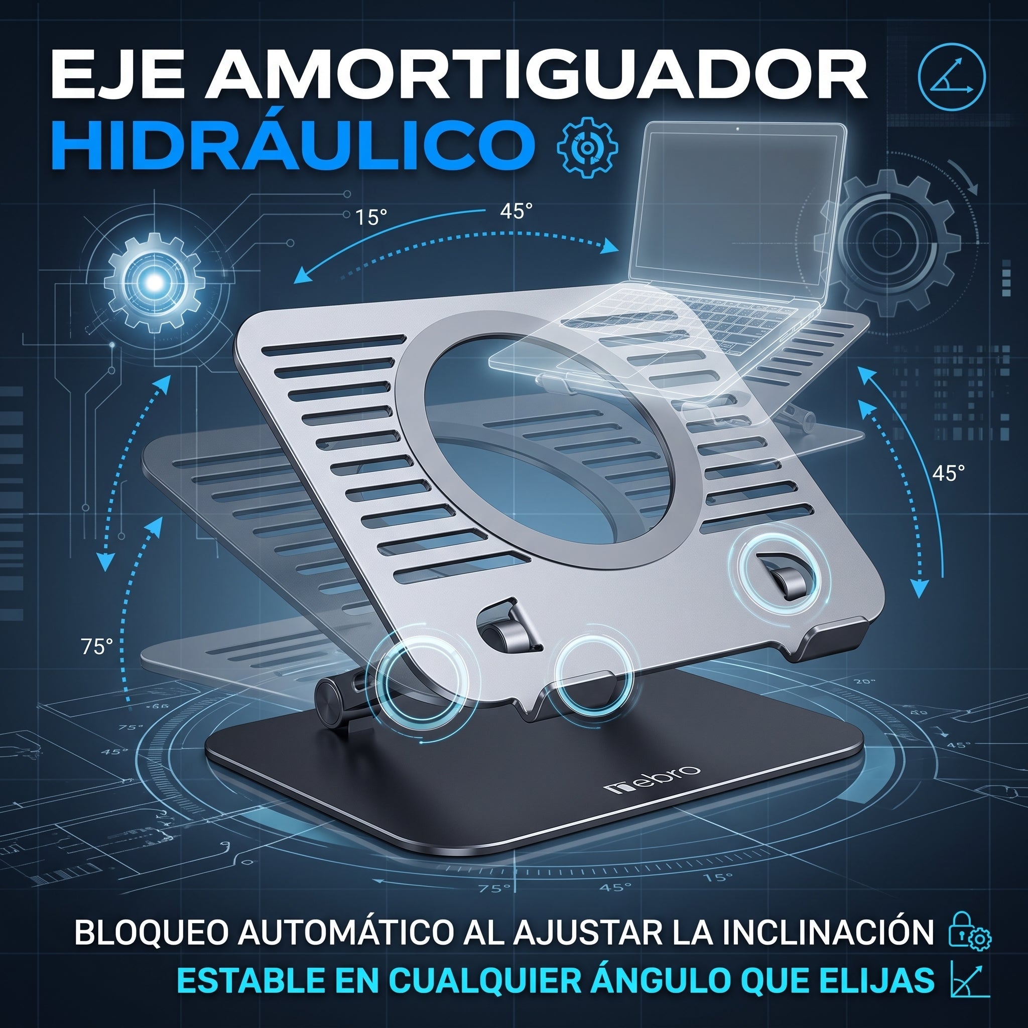 Soporte Refrigerante de Aleación Nebro WAT-098 Plegable y Silencioso para Laptop - Imagen 4