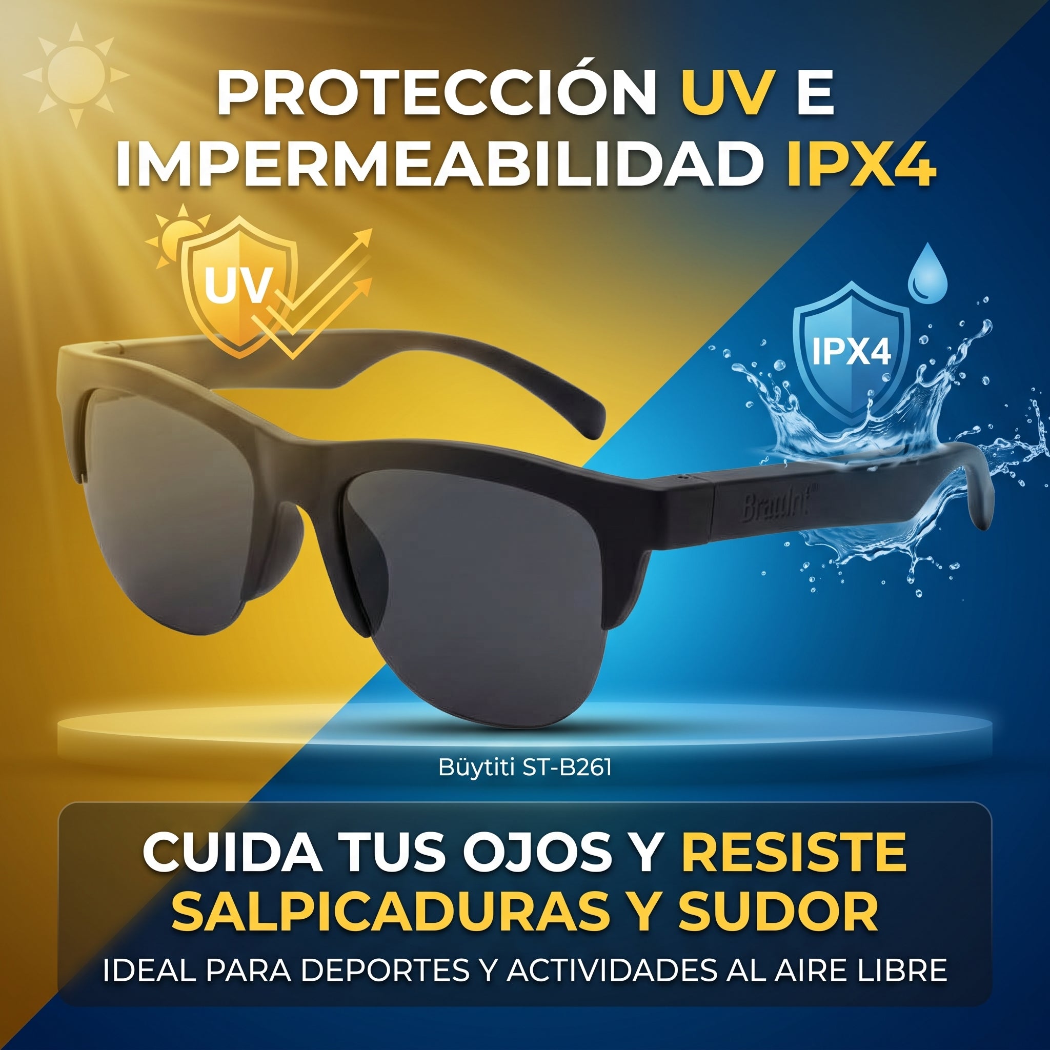 Gafas Auriculares Inalámbricos Büytiti ST-B261 Bluetooth 5.4 Protección UV - Imagen 5