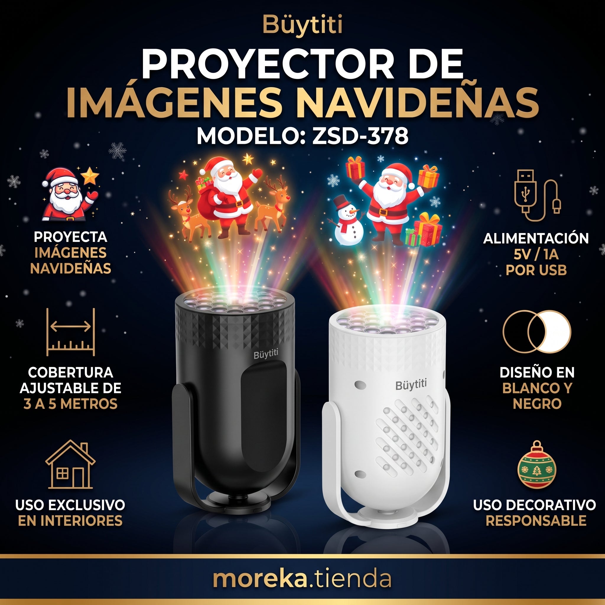 Lámpara de Proyección Navideña Büytiti ZSD-378 para Interiores - Imagen 8