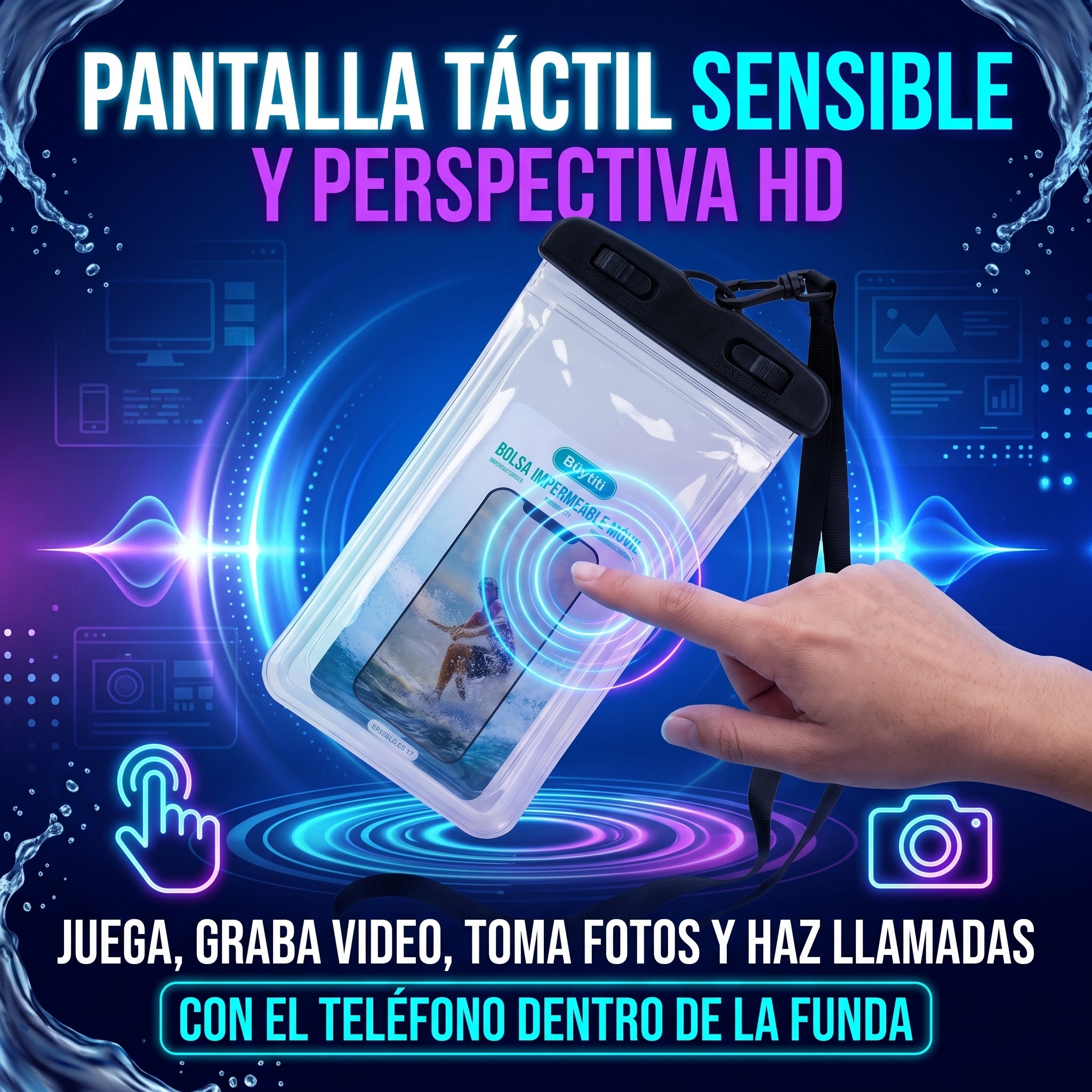 Bolsa Impermeable Móvil Büytiti FS-17 Nivel 8 con Pantalla Táctil Sensible - Imagen 6