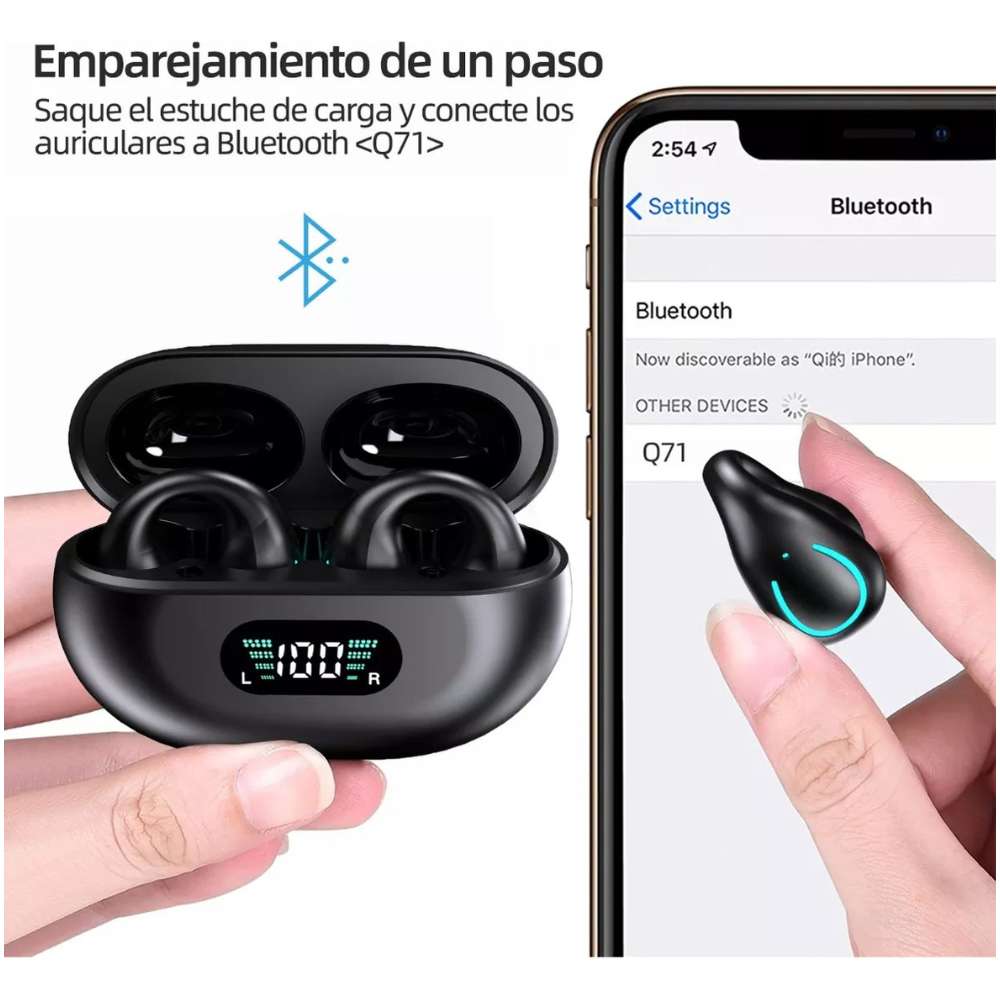 Audífonos Conducción Ósea Con Clip Gamer YYK-Q80 — Bluetooth 5.3 TWS - Imagen 6