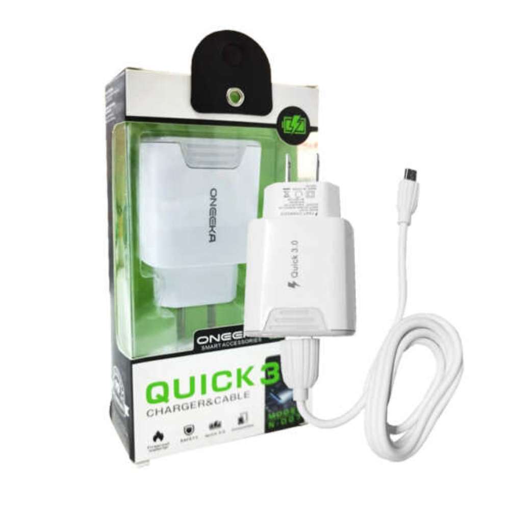 Cargador Oneeka N-D07 QC 3.0A cable tipo V8 - Imagen 1
