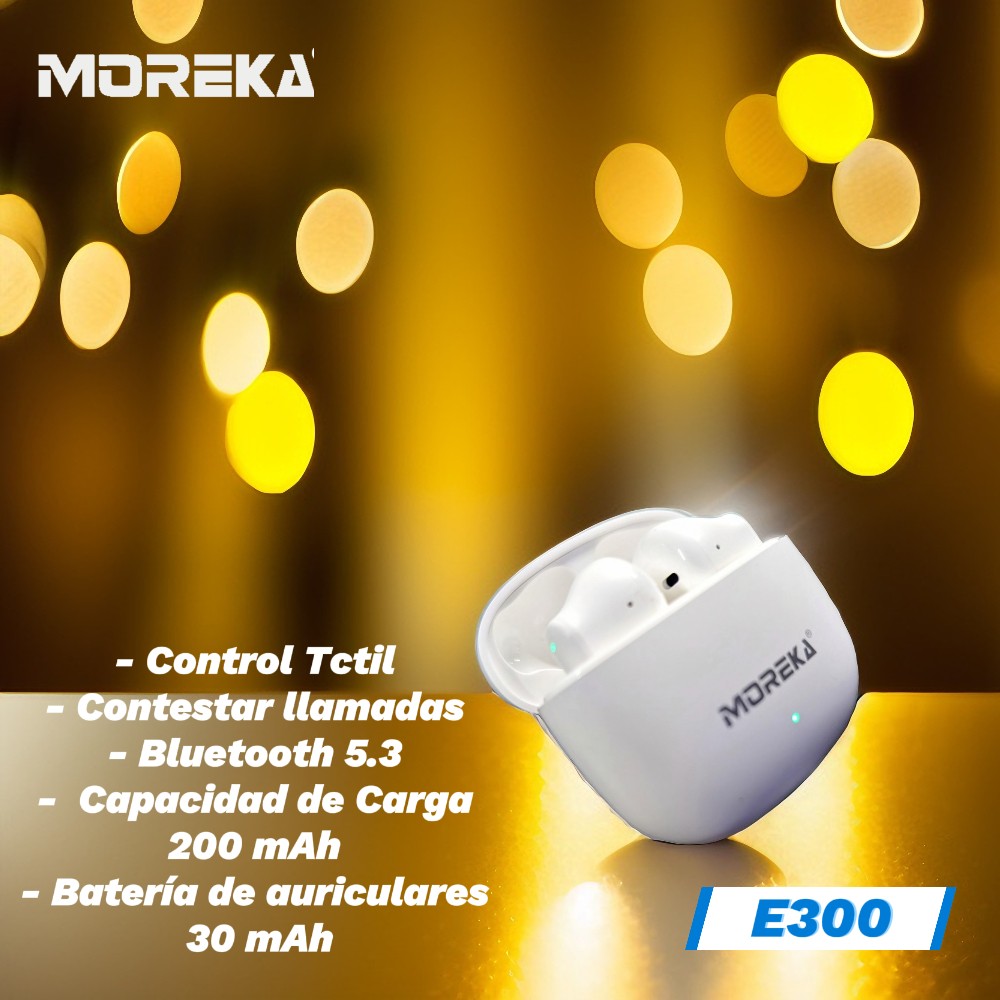 Audífonos Bluetooth 5.3 Moreka E300 TWS Táctil - Imagen 3