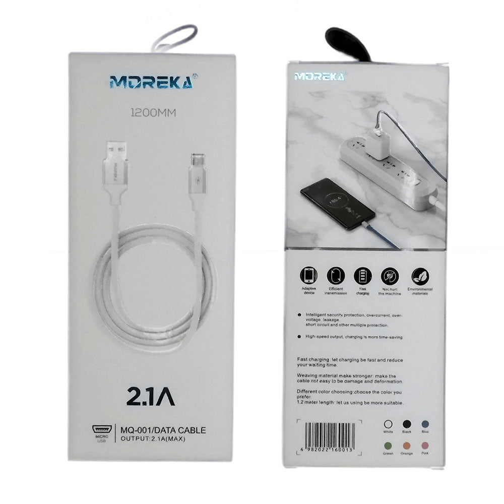 Cable Tipo V8 Micro USB, Moreka MQ-001, 2.1 A y Datos, 1 M. - Imagen 2