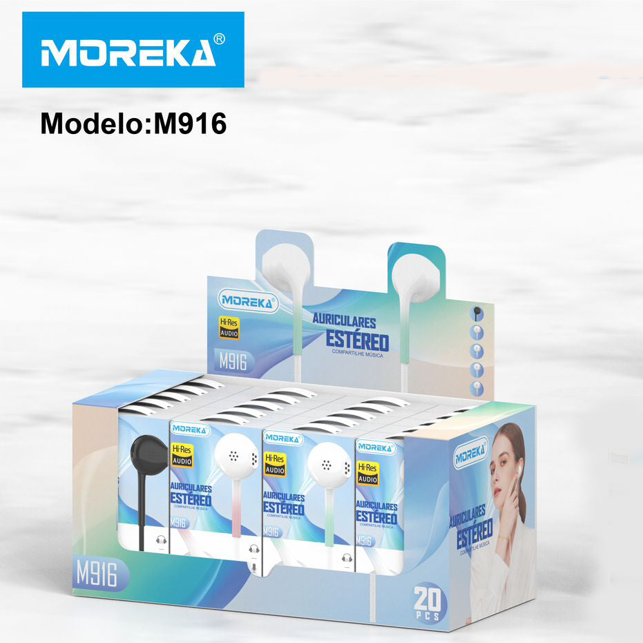 Audifonos Moreka M-916, Alámbricos, Manos Libres, 3.5mm — Bluetooth 5.3 TWS - Imagen 3