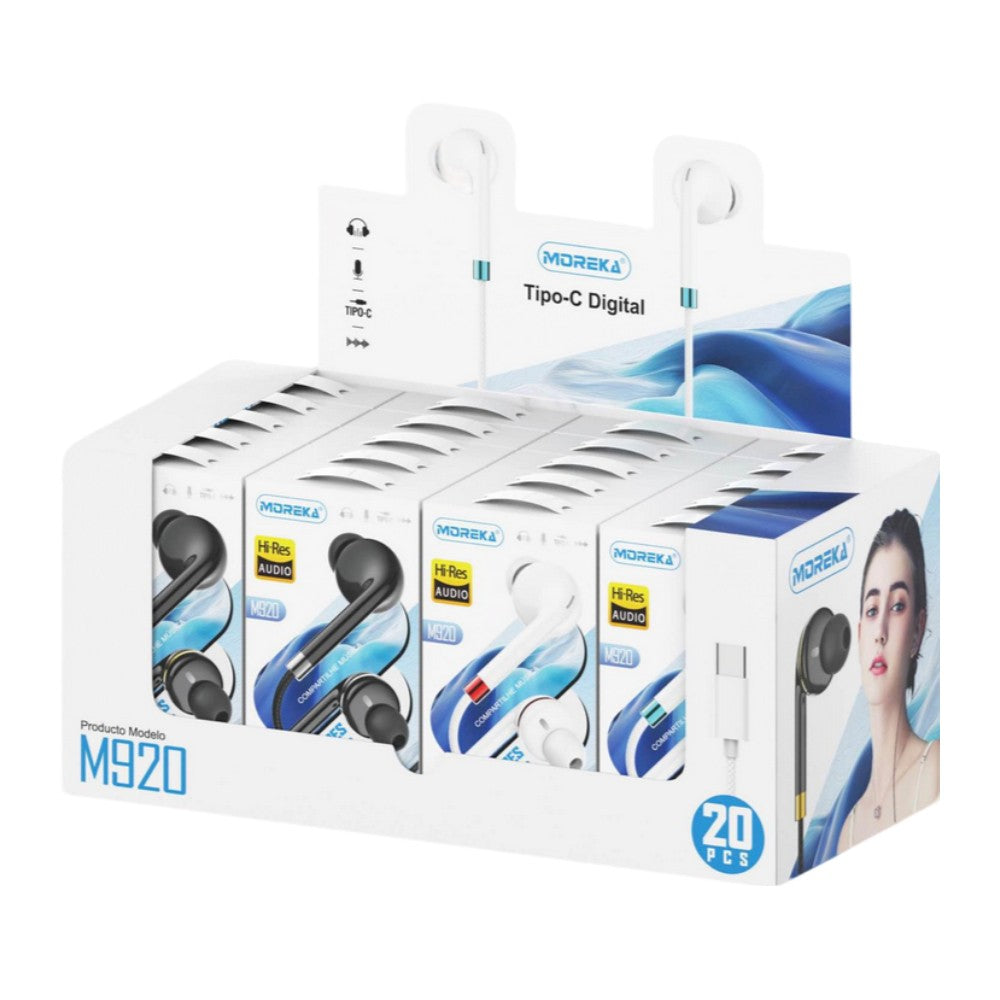 Audifonos Moreka M-920 Alámbricos Manos Libres conector tipo C — Bluetooth 5.3 TWS - Imagen 4