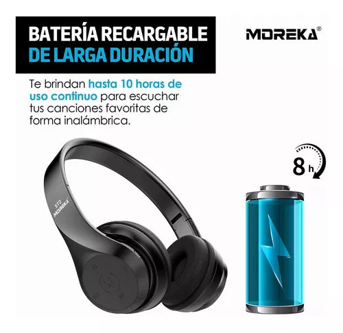 Audífonos Diadema Bluetooth Moreka ST2 Inalámbrico Plegable - Imagen 4