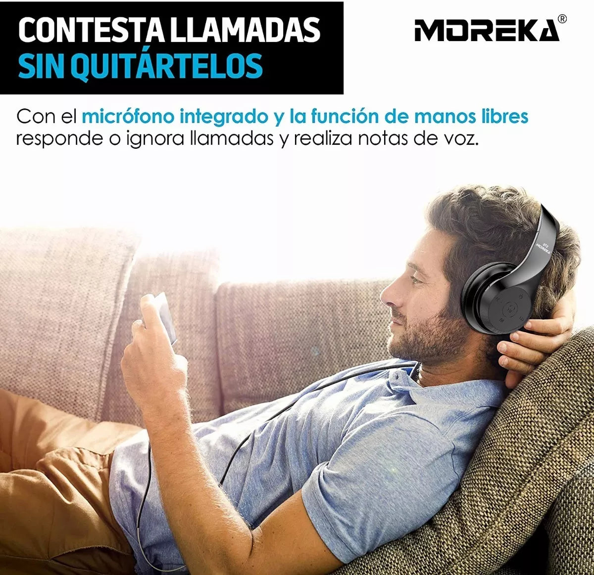 Audífonos Diadema Bluetooth Moreka ST2 Inalámbrico Plegable - Imagen 8
