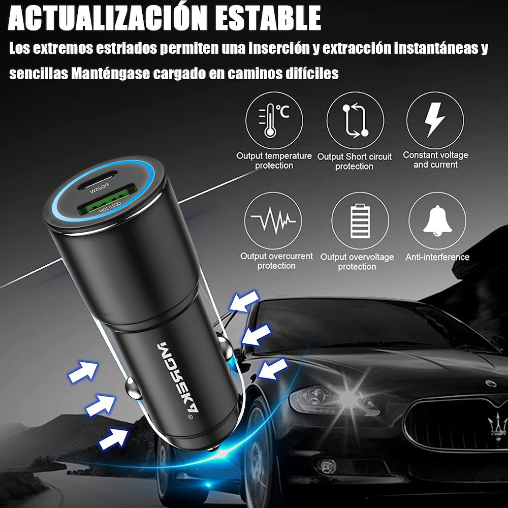 Cargador De Carro Moreka CP005 Plug In 45W USB y Tipo C - Imagen 8