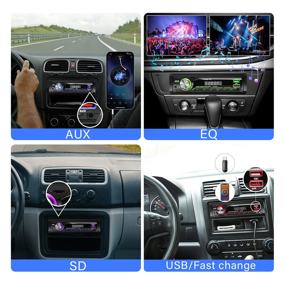 Auto Estereo Coche Reproductor Mp3 Radio Con Bt Aux 2usb Sd SY-1200 - Imagen 6